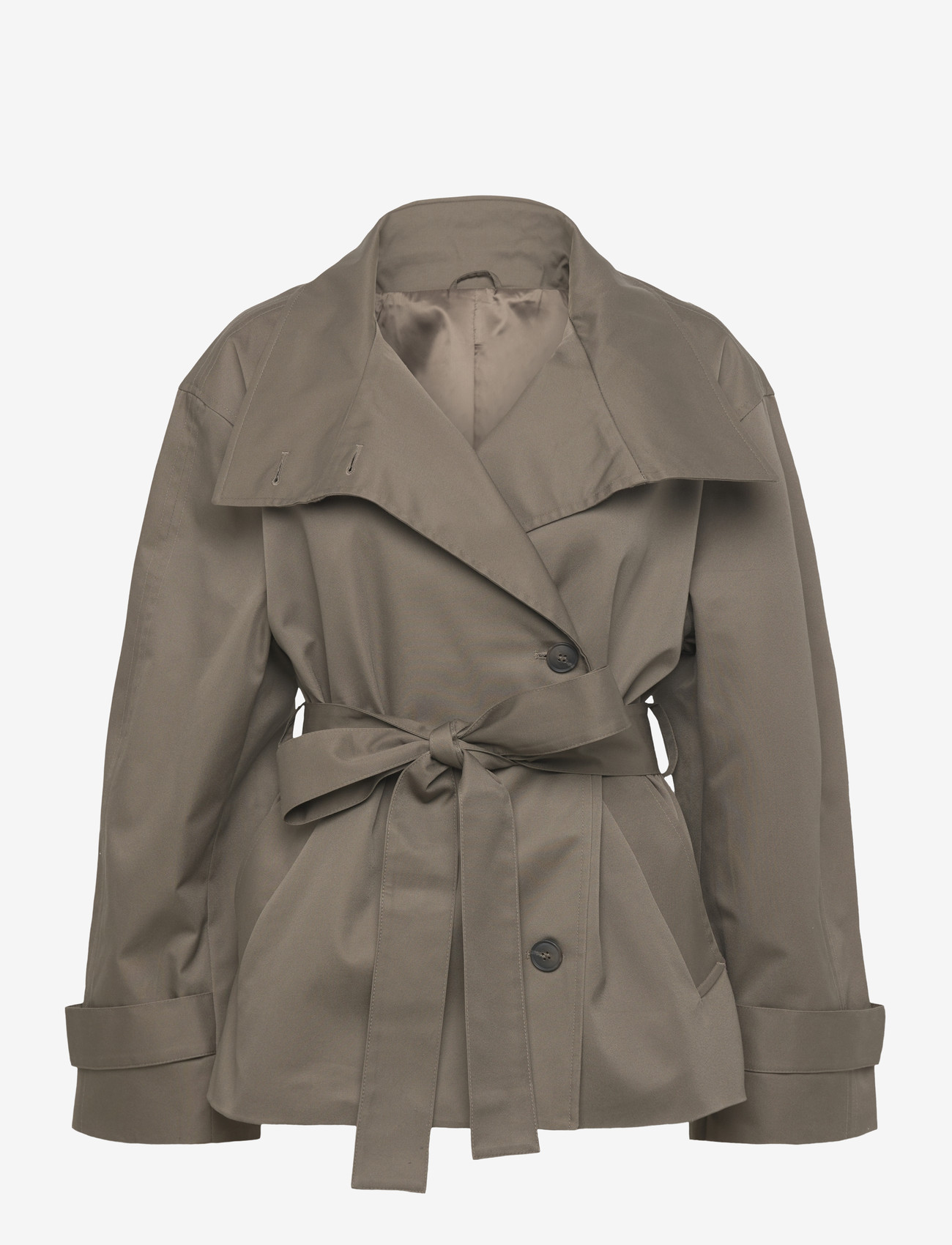 Weekday - Short Oversized Funnel Neck Trench Coat - rykfrakkar - grey medium dusty - 2