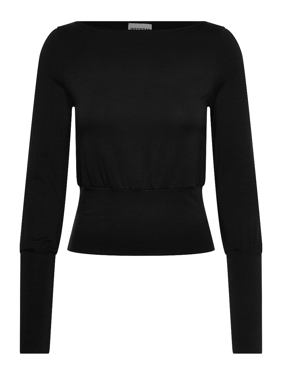 Weekday - Long Sleeved Top - langärmlige tops - black - 0