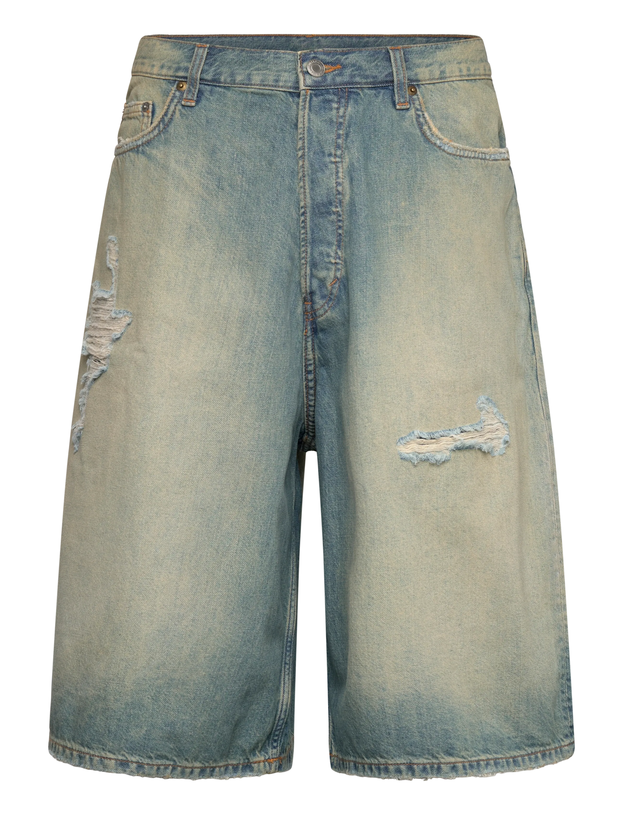 Weekday Void Mid Rise Loose Long Denim Shorts - Weekday - HONEY BLUE / blue