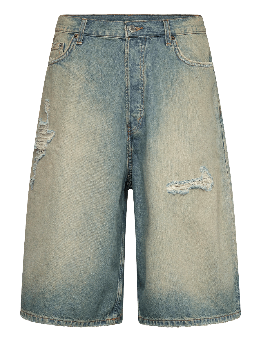 Weekday - Void Mid Rise Loose Long Denim Shorts - jorts - honey blue - 1