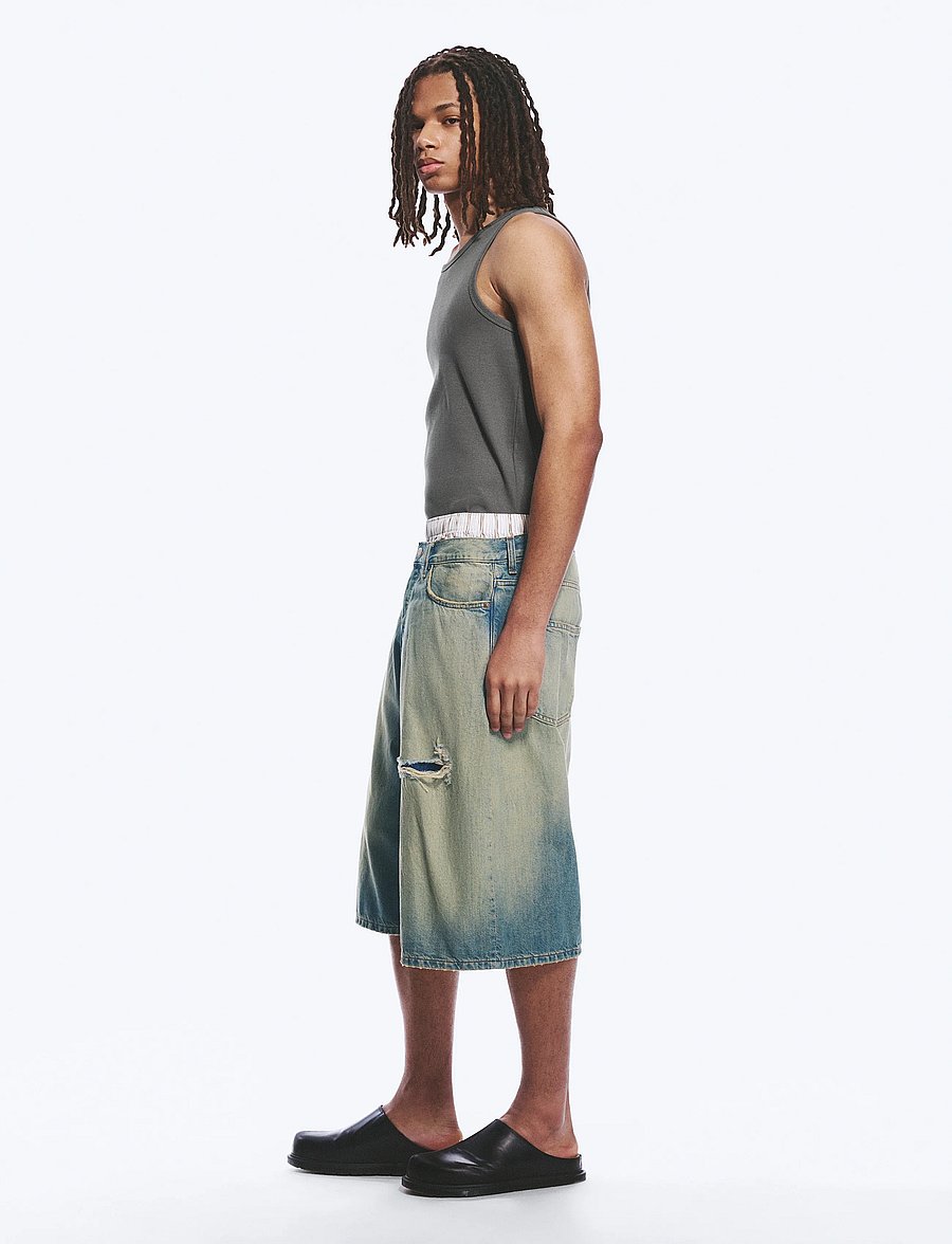 Weekday - Void Mid Rise Loose Long Denim Shorts - jorts - honey blue - 3