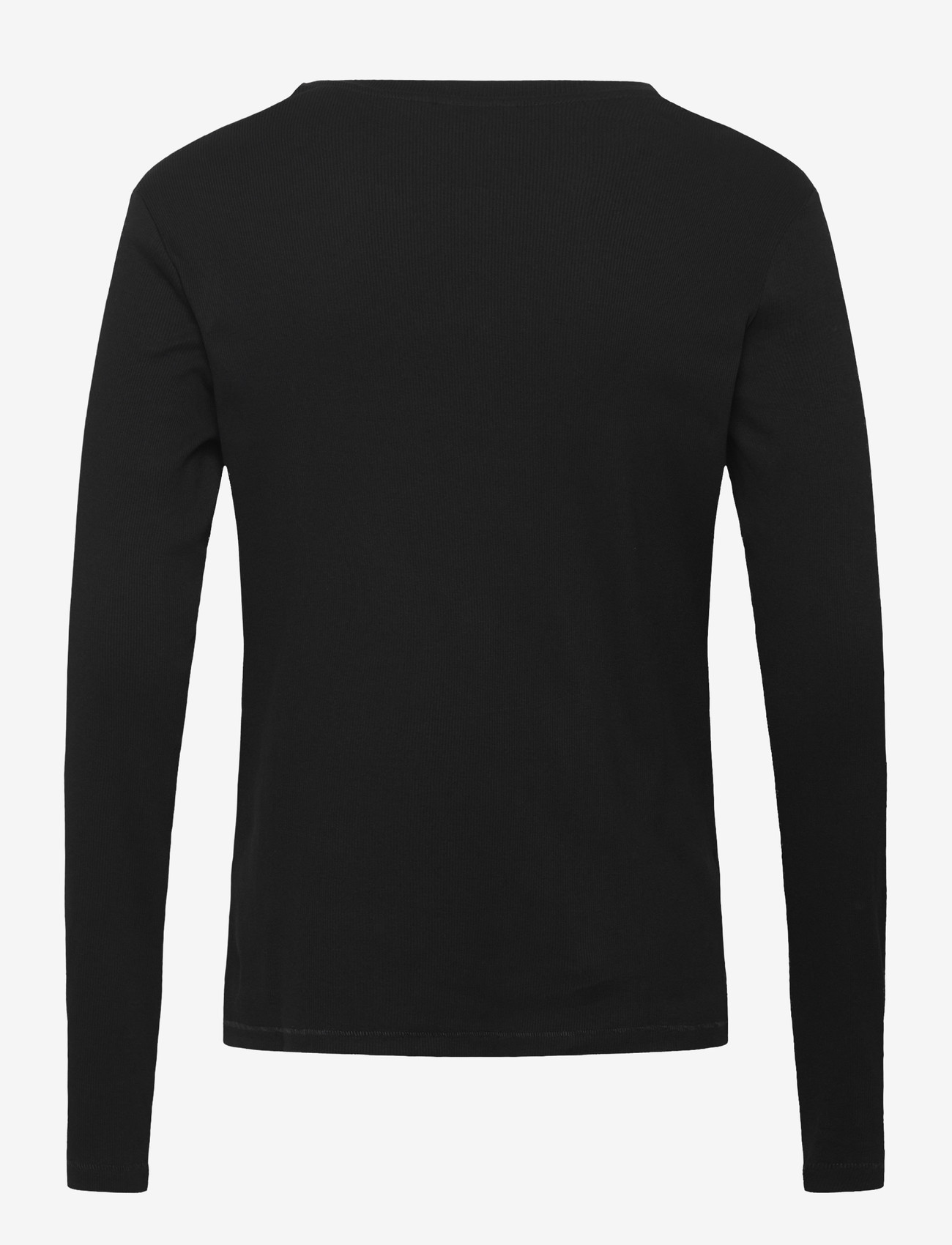 Weekday - Long-Sleeved Henley T-shirt - langærmede t-shirts - black dark - 1
