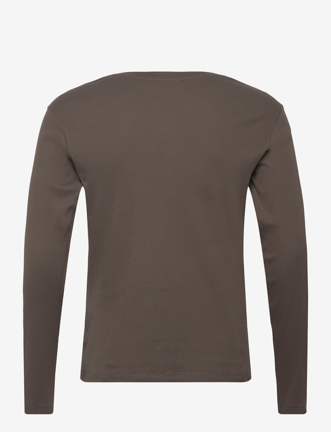 Weekday - Long-Sleeved Henley T-shirt - langærmede t-shirts - dark mole - 1