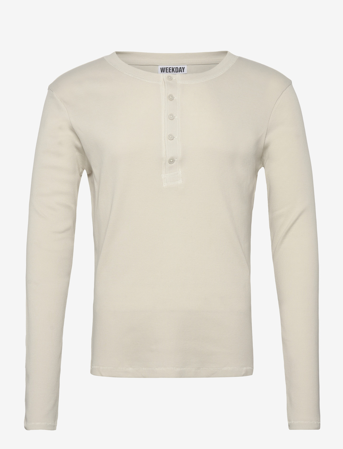 Weekday - Long-Sleeved Henley T-shirt - langærmede t-shirts - off white - 0