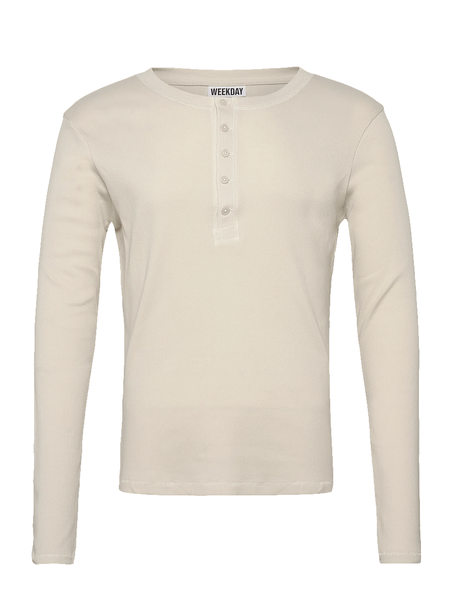 Weekday - Long-Sleeved Henley T-shirt - langärmelige t-shirts - off white - 0