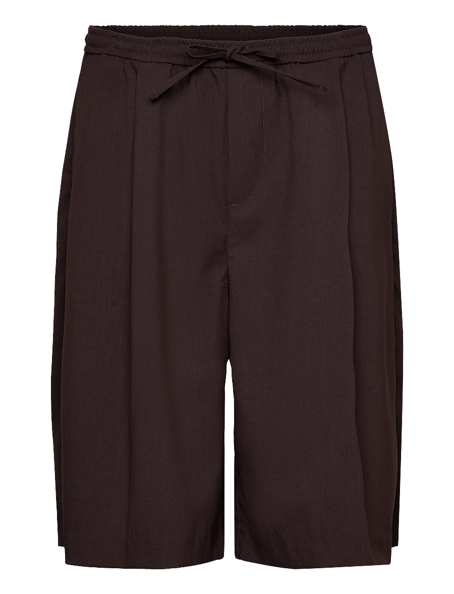 Weekday - Loose Suiting Shorts - vabaaja lühikesed püksid - dark brown melange - 1