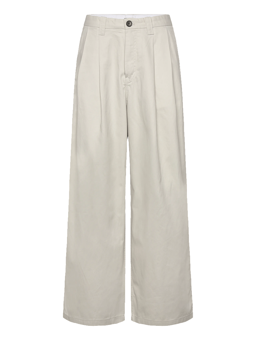 Weekday - Otis Loose Pleated Cotton Twill Chinos - chinos - beige - 0
