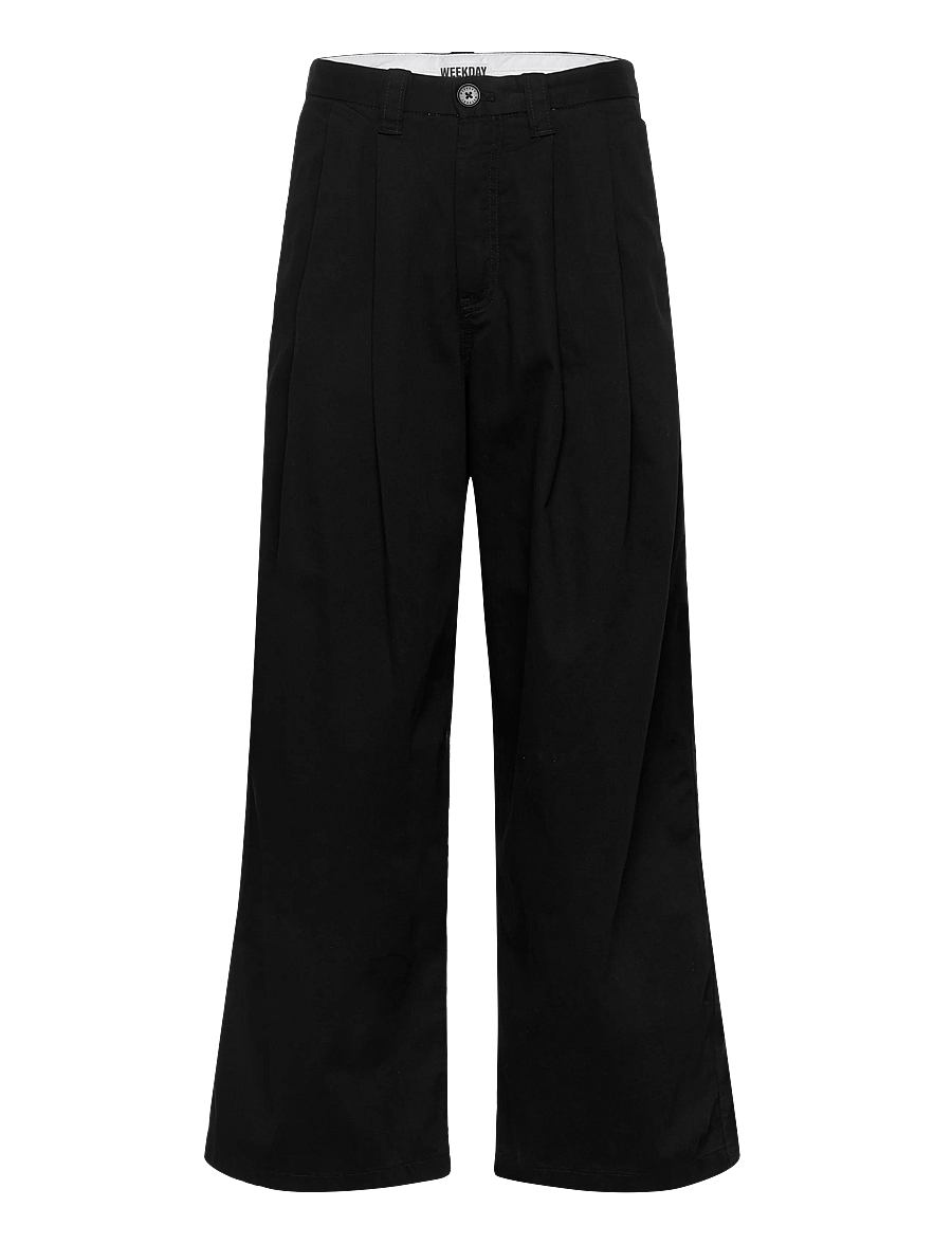 Weekday - Otis Baggy Pleated Twill Chinos - chinos - black - 1