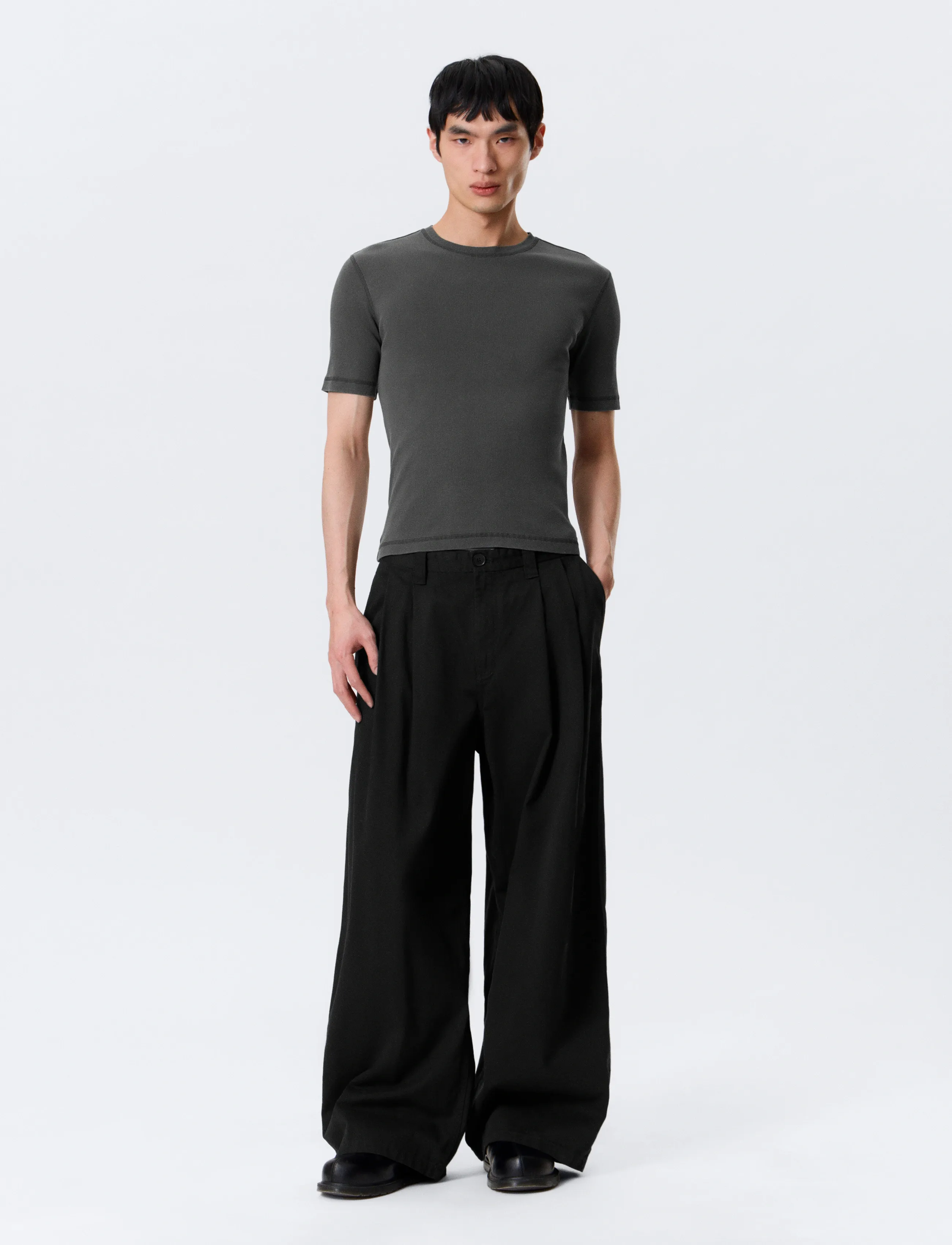 Weekday Otis Loose Pleated Cotton Twill Chinos - Deals - BLACK / black