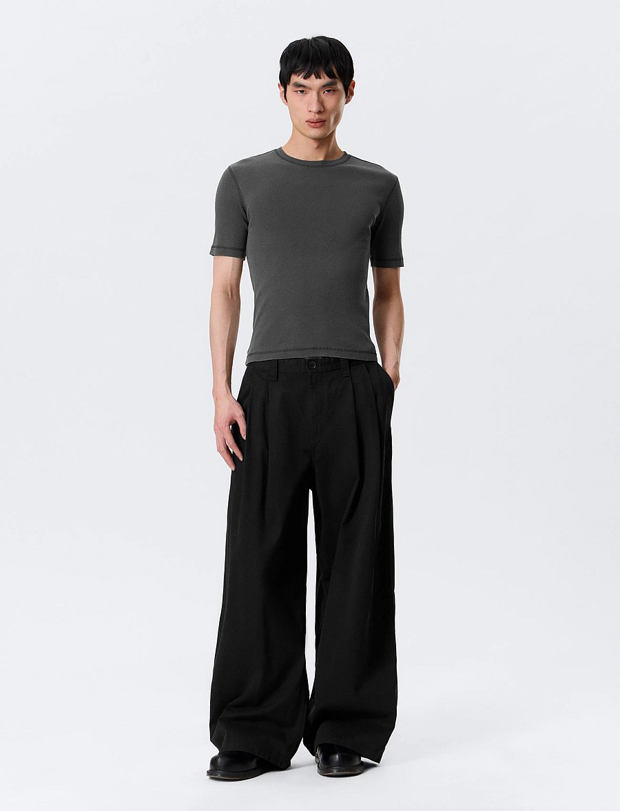 Weekday - Otis Baggy Pleated Twill Chinos - chinos - black - 0