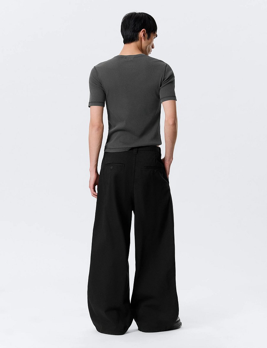 Weekday - Otis Baggy Pleated Twill Chinos - chinos - black - 4