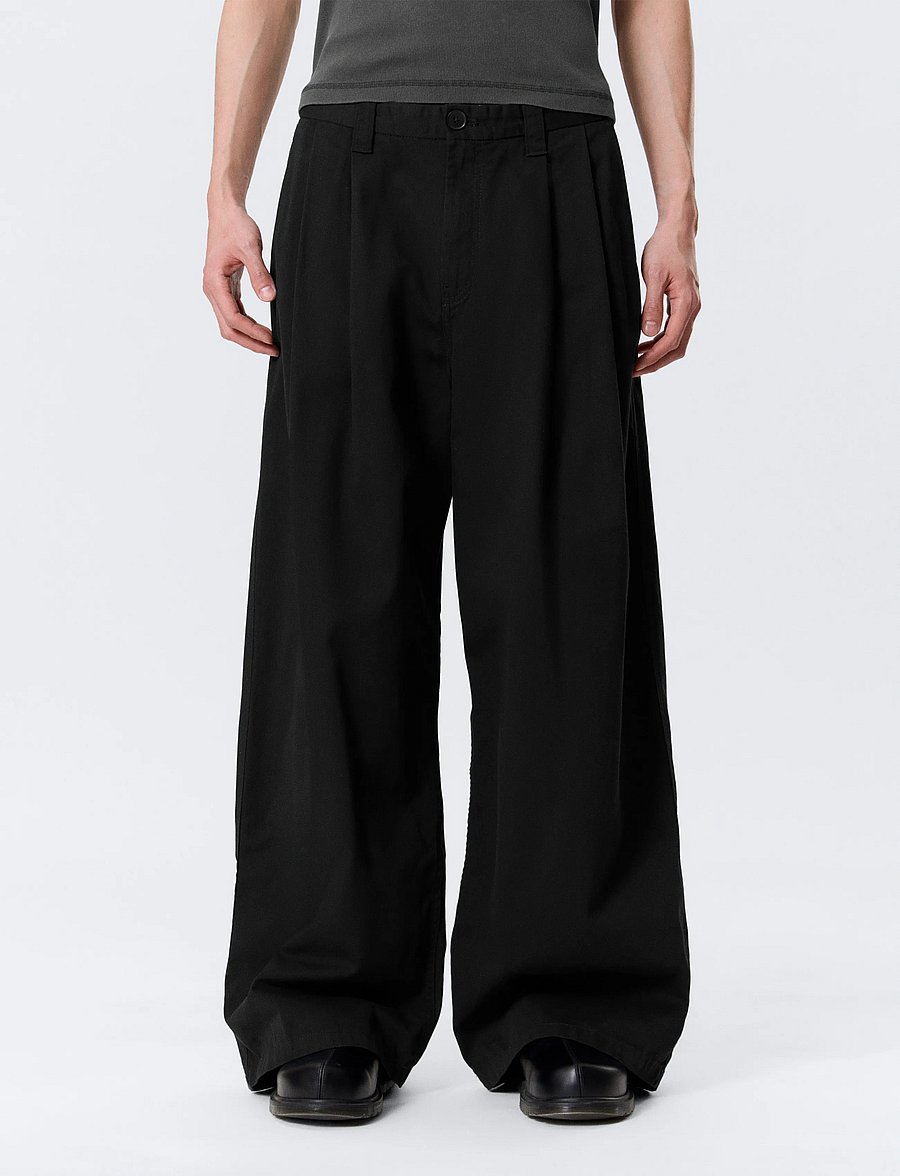 Weekday - Otis Baggy Pleated Twill Chinos - chinos - black - 5