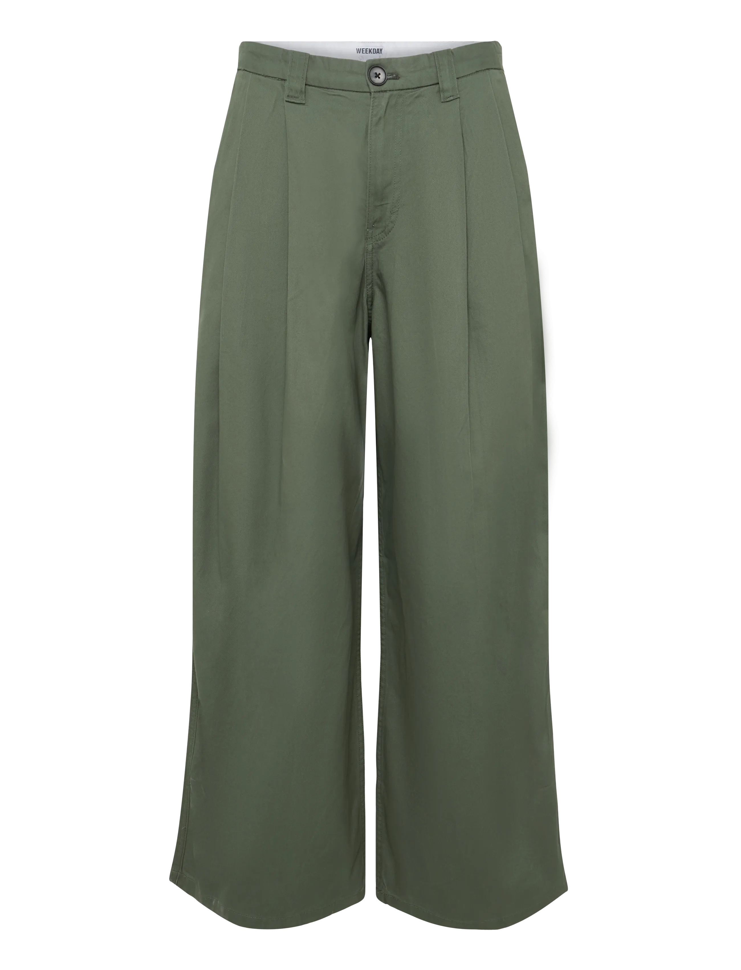 Weekday Otis Baggy Pleated Twill Chinos - Byxor - KHAKI GREEN MEDIUM D / khaki/green