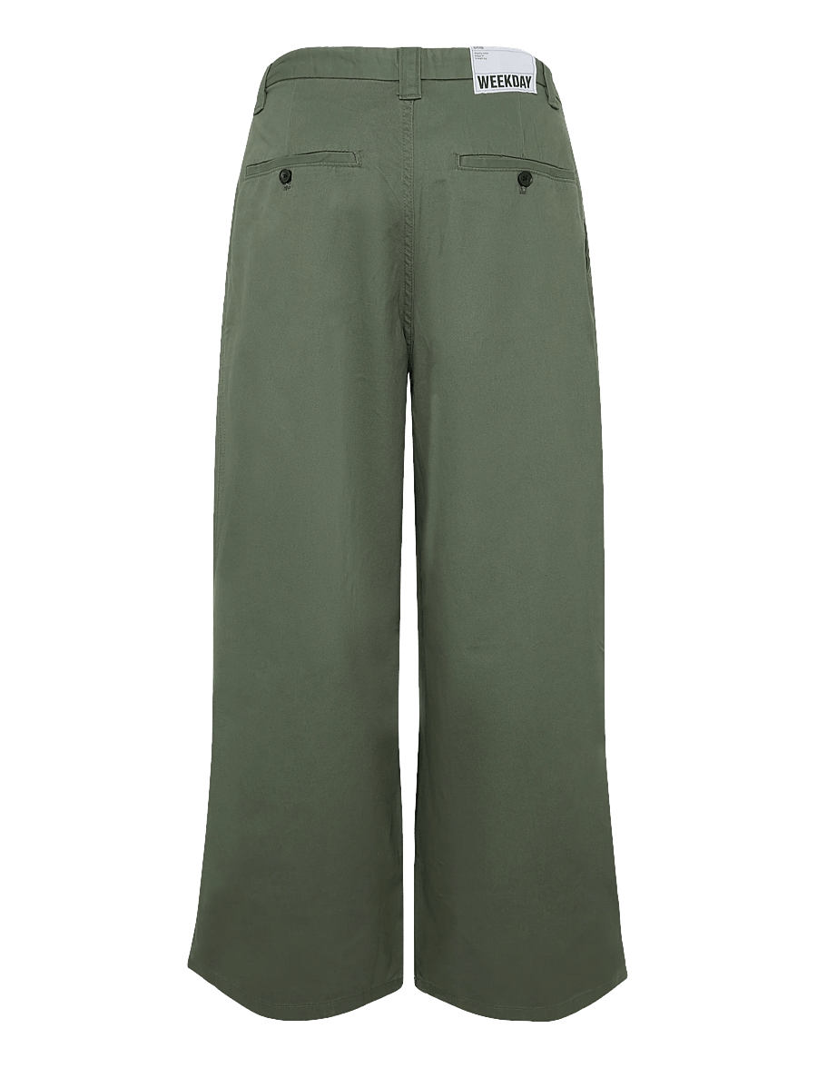 Weekday - Otis Baggy Pleated Twill Chinos - chinos - khaki green medium d - 1
