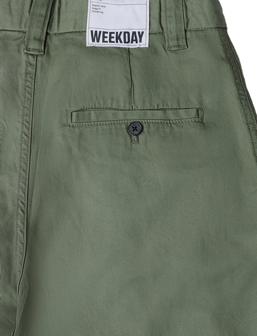 Weekday - Otis Baggy Pleated Twill Chinos - chinos - khaki green medium d - 2