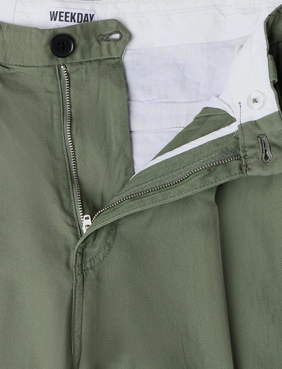 Weekday - Otis Baggy Pleated Twill Chinos - chinos - khaki green medium d - 3