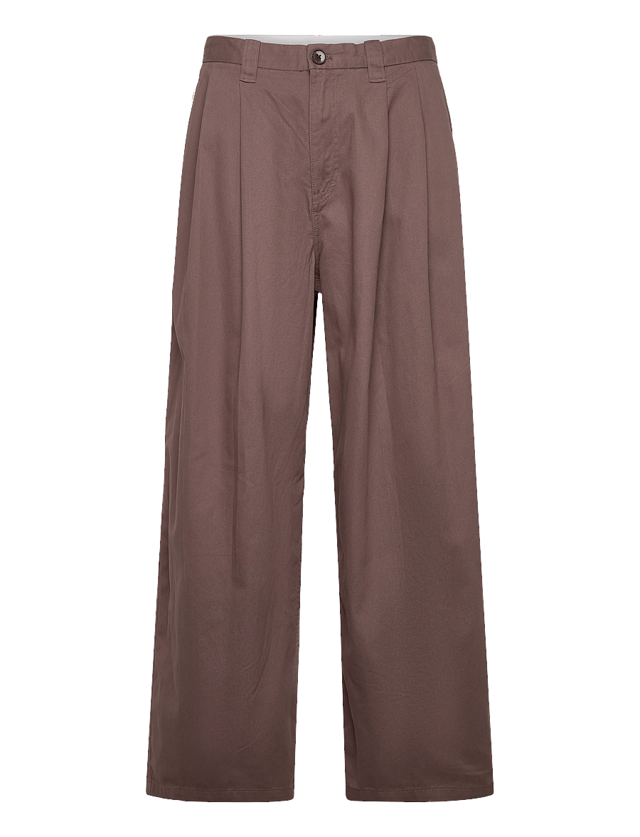 Weekday - Otis Loose Pleated Cotton Twill Chinos - chinos - mole dark - 0