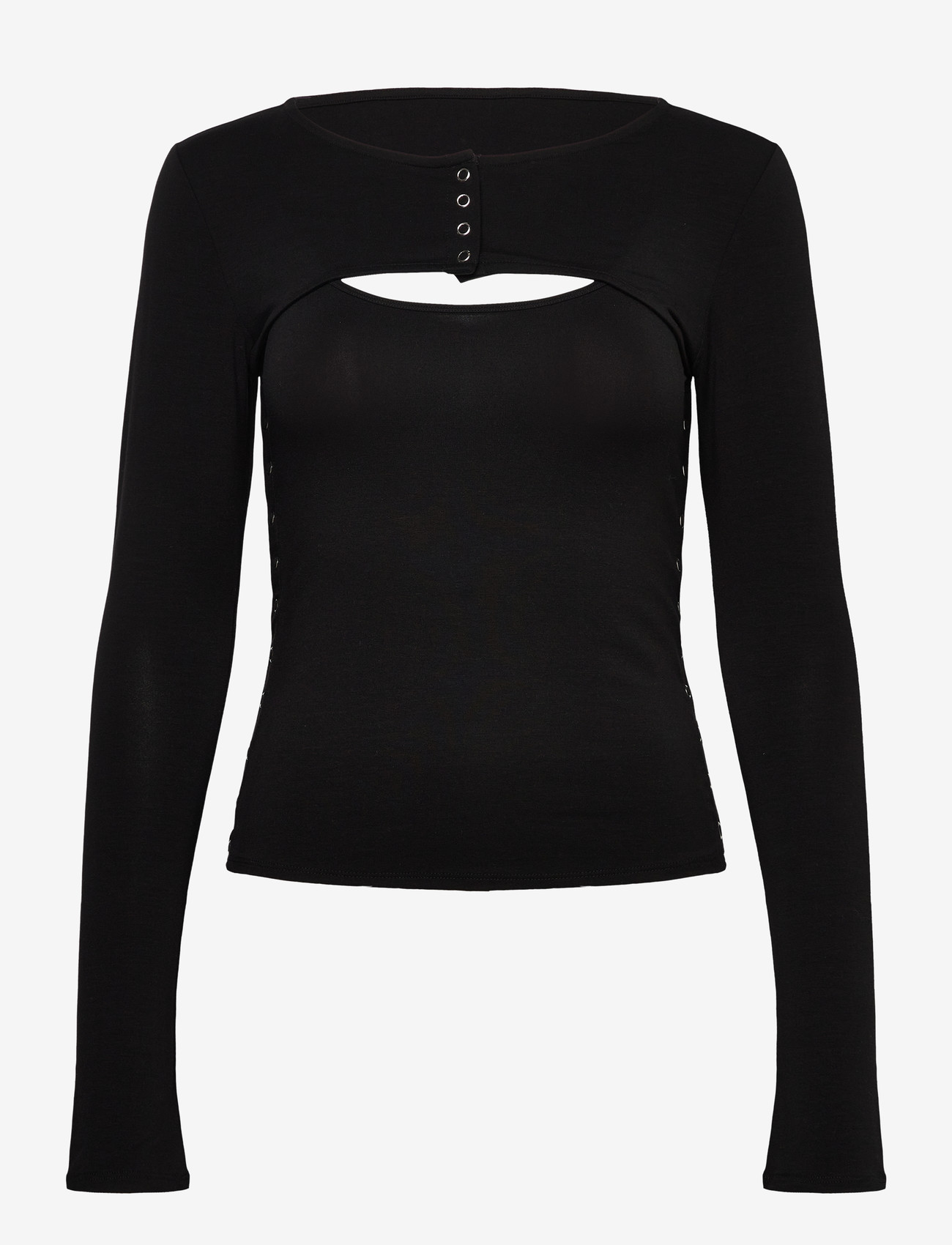 Weekday - Layered Two-Piece Bolero Singlet - langärmlige tops - black - 0