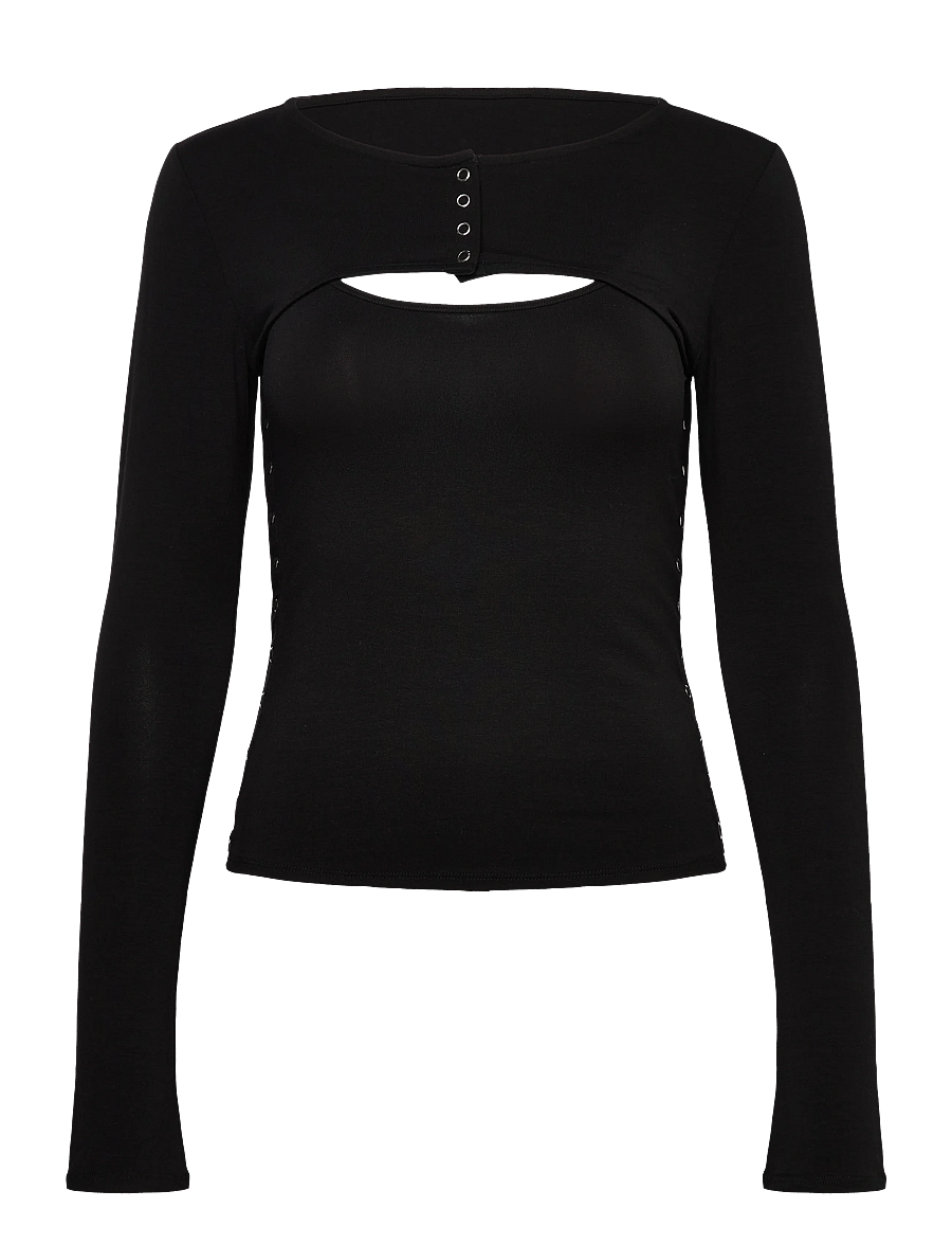 Weekday - Layered Two-Piece Bolero Singlet - langærmede toppe - black - 0
