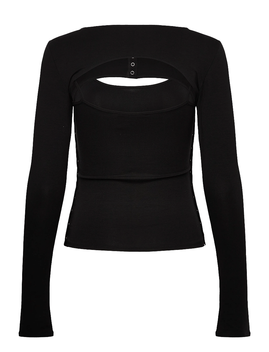 Weekday - Layered Two-Piece Bolero Singlet - langærmede toppe - black - 1