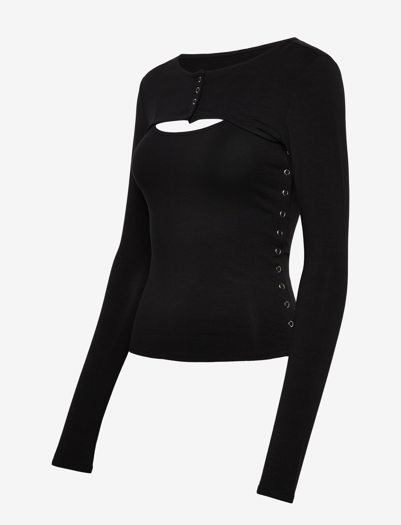Weekday - Layered Two-Piece Bolero Singlet - langärmlige tops - black - 2