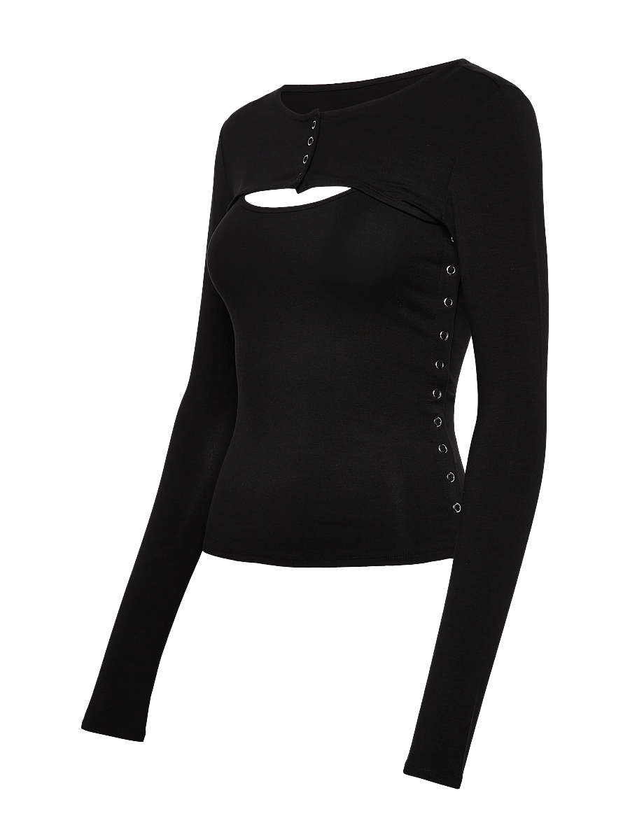 Weekday - Layered Two-Piece Bolero Singlet - langærmede toppe - black - 2