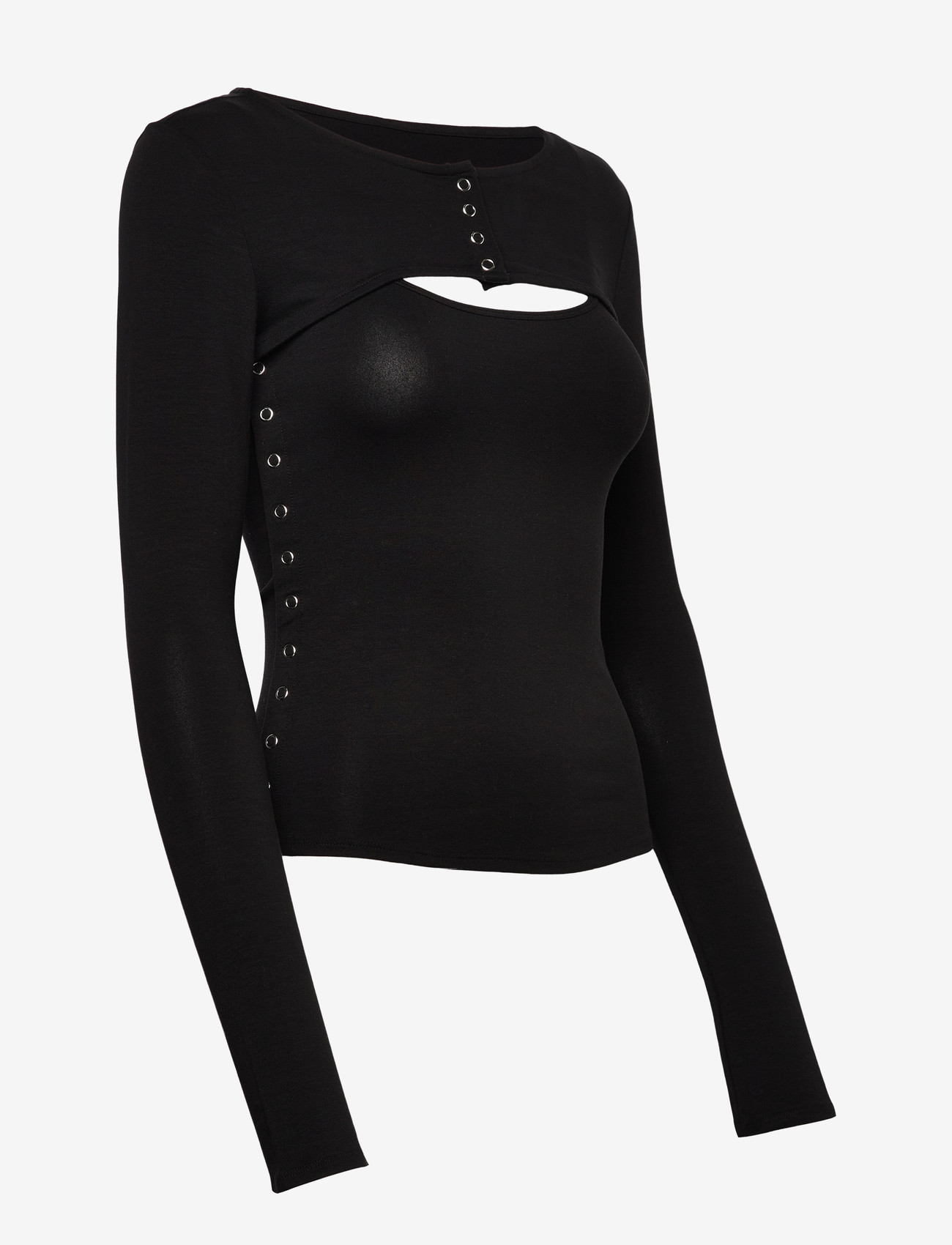 Weekday - Layered Two-Piece Bolero Singlet - langärmlige tops - black - 3