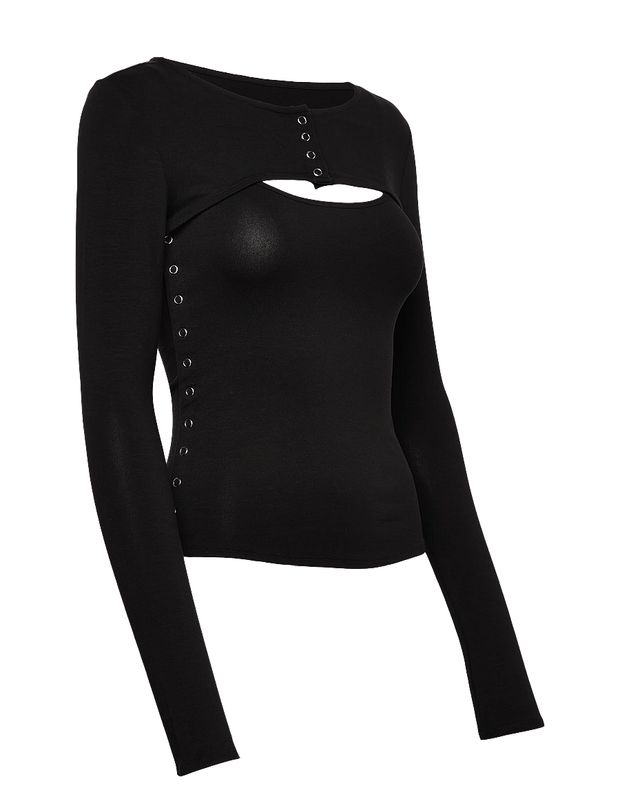 Weekday - Layered Two-Piece Bolero Singlet - langærmede toppe - black - 3