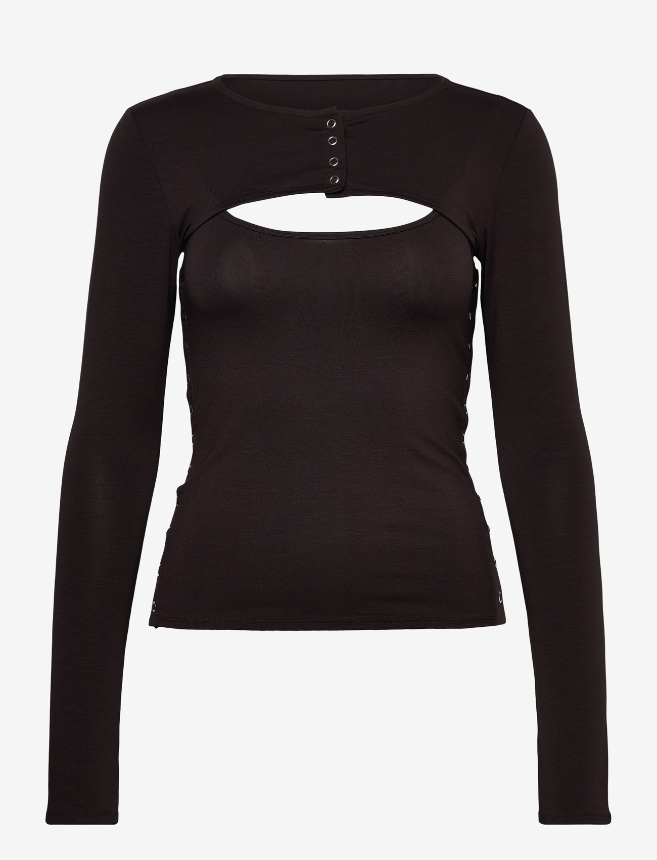 Weekday - Layered Two-Piece Bolero Singlet - long-sleeved tops - brown dark - 0