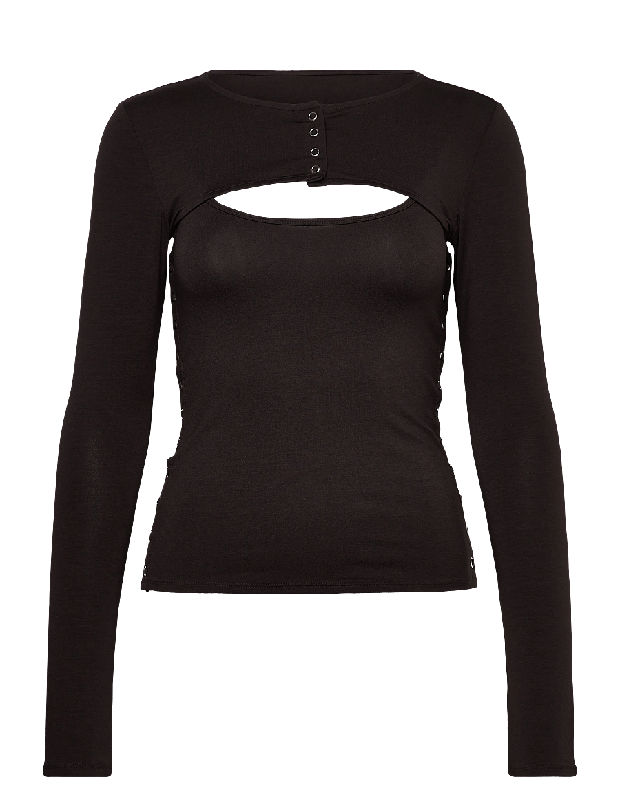 Weekday - Layered Two-Piece Bolero Singlet - langærmede toppe - brown dark - 0