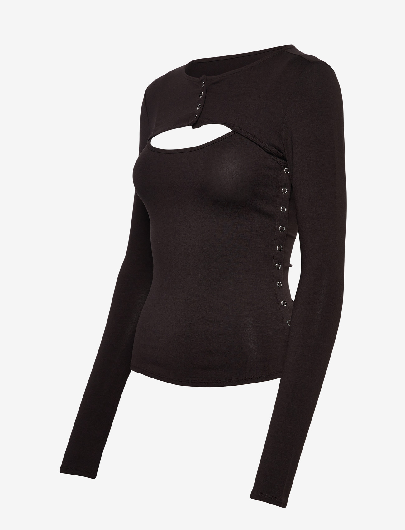 Weekday - Layered Two-Piece Bolero Singlet - long-sleeved tops - brown dark - 2