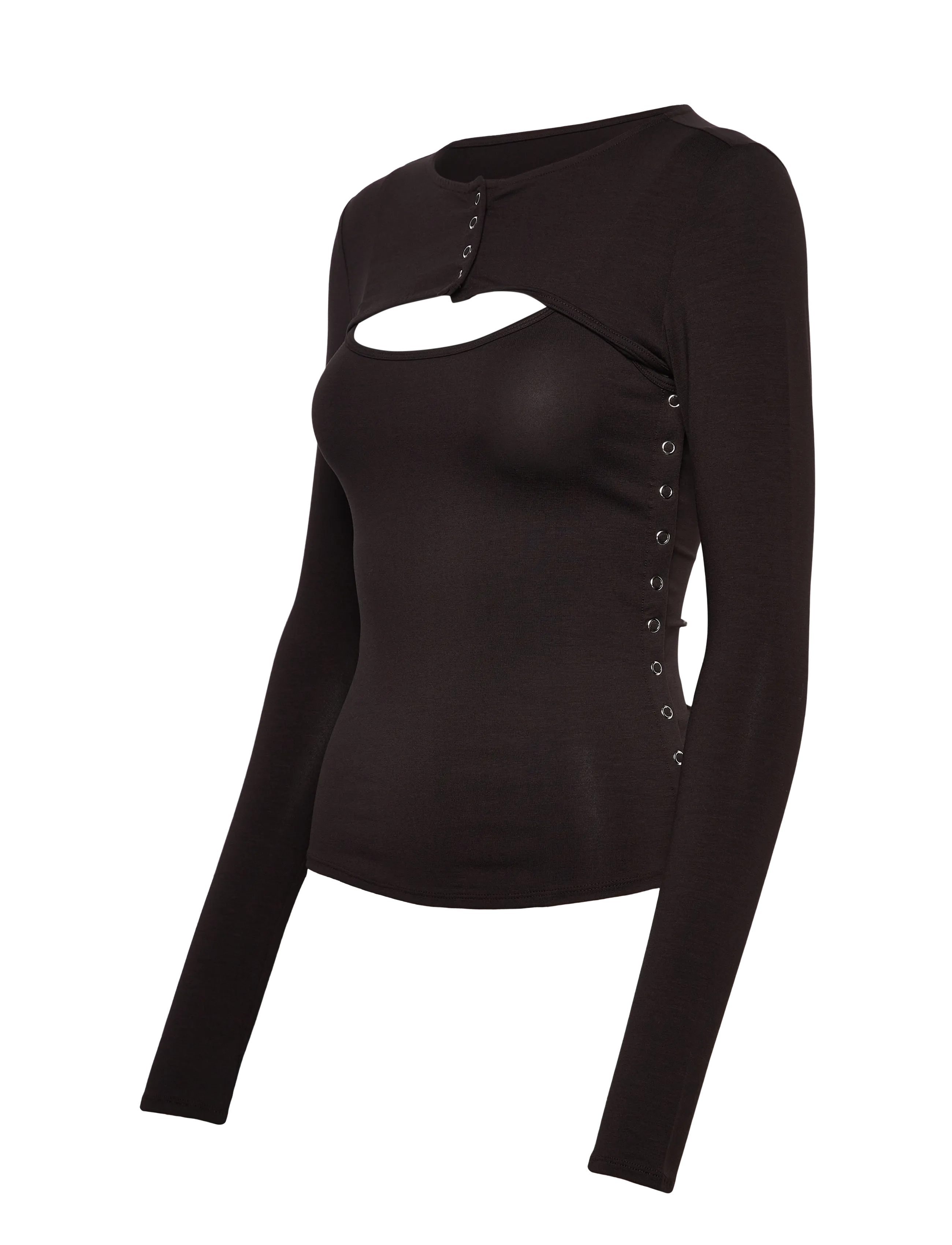 Weekday - Layered Two-Piece Bolero Singlet - langærmede toppe - brown dark - 2