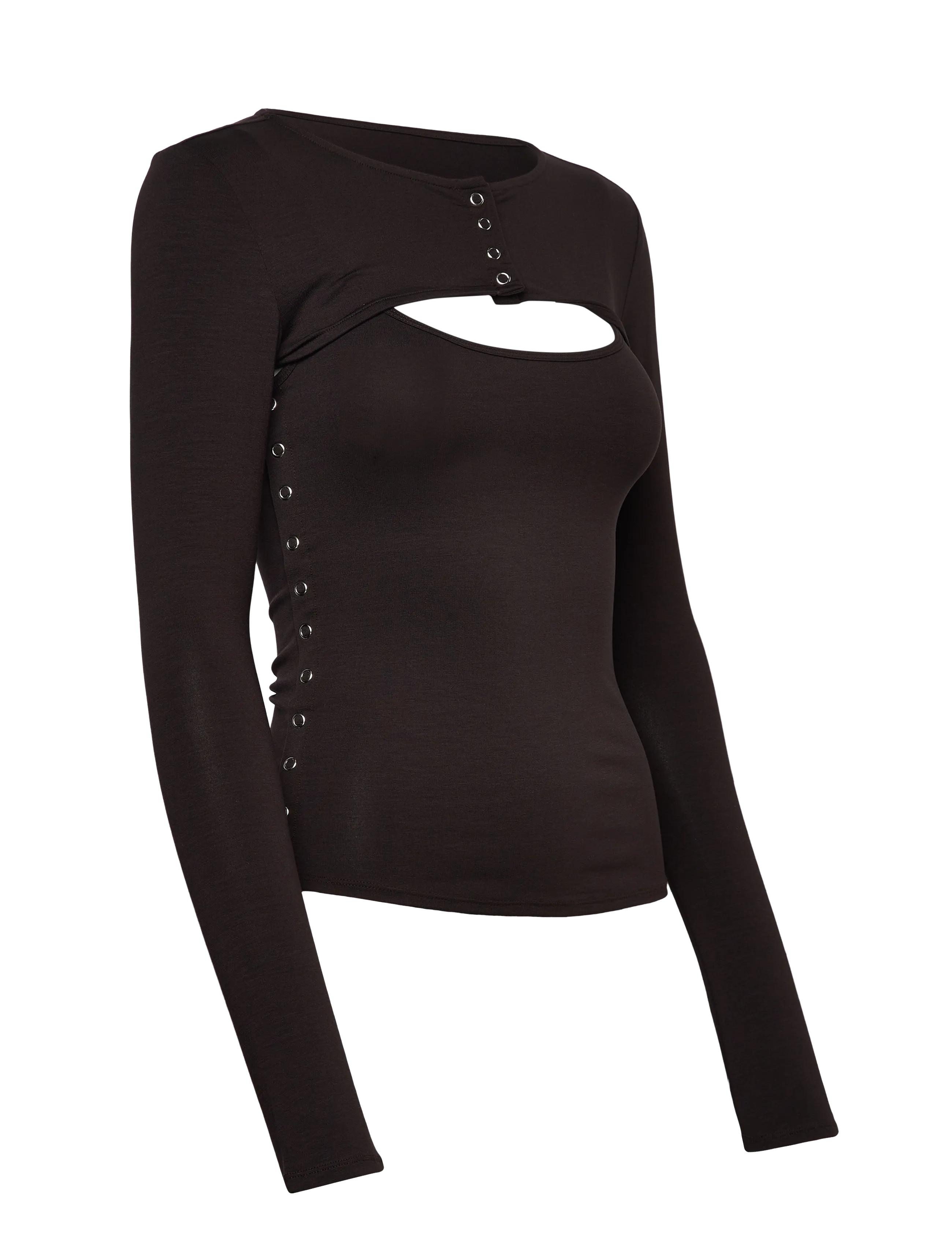Weekday - Layered Two-Piece Bolero Singlet - langærmede toppe - brown dark - 3