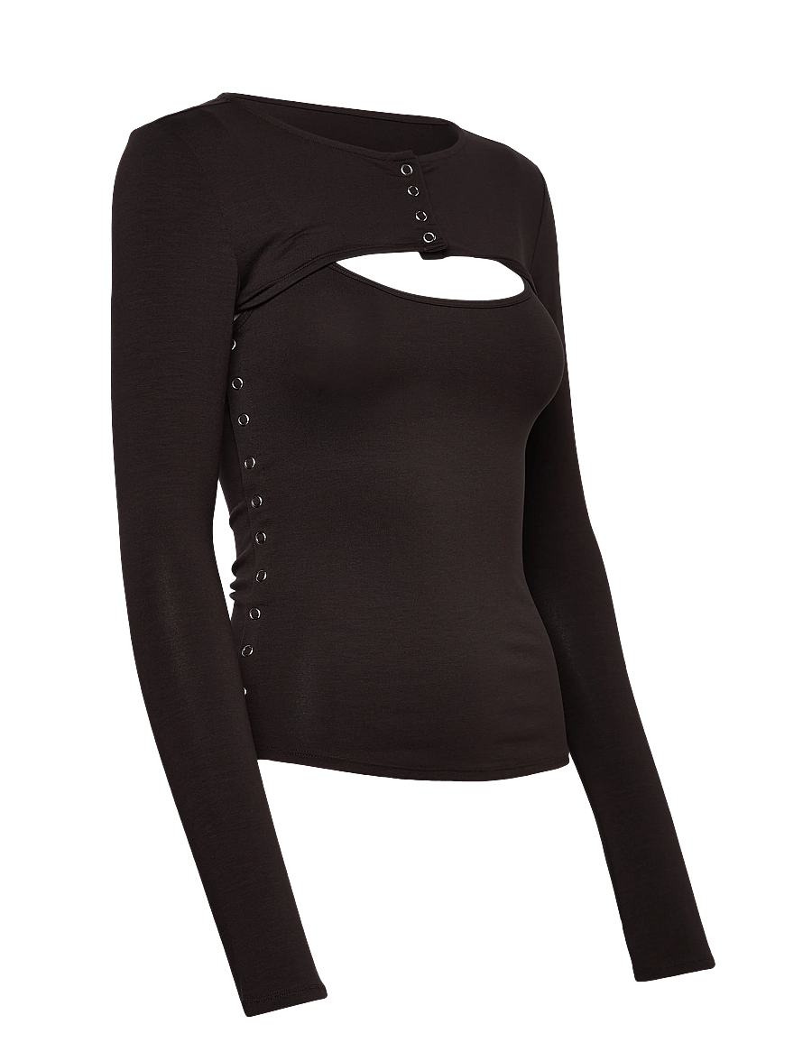 Weekday - Layered Two-Piece Bolero Singlet - langærmede toppe - brown dark - 3