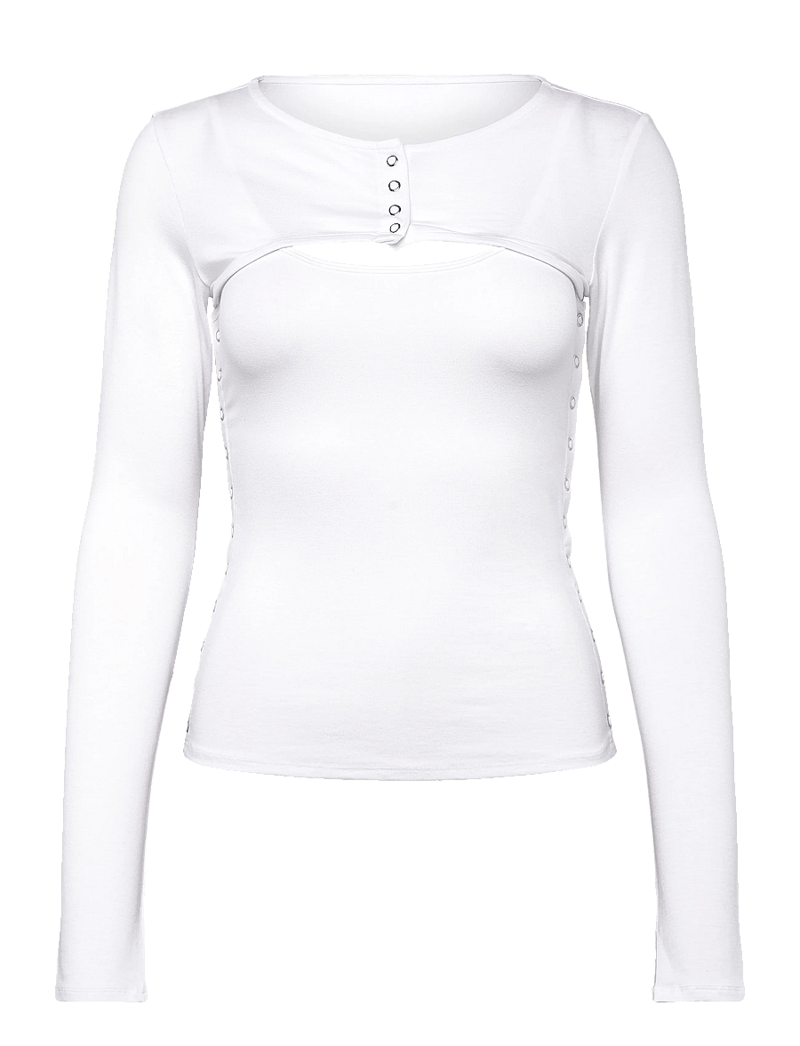 Weekday - Layered Two-Piece Bolero Singlet - långärmade toppar - white - 1