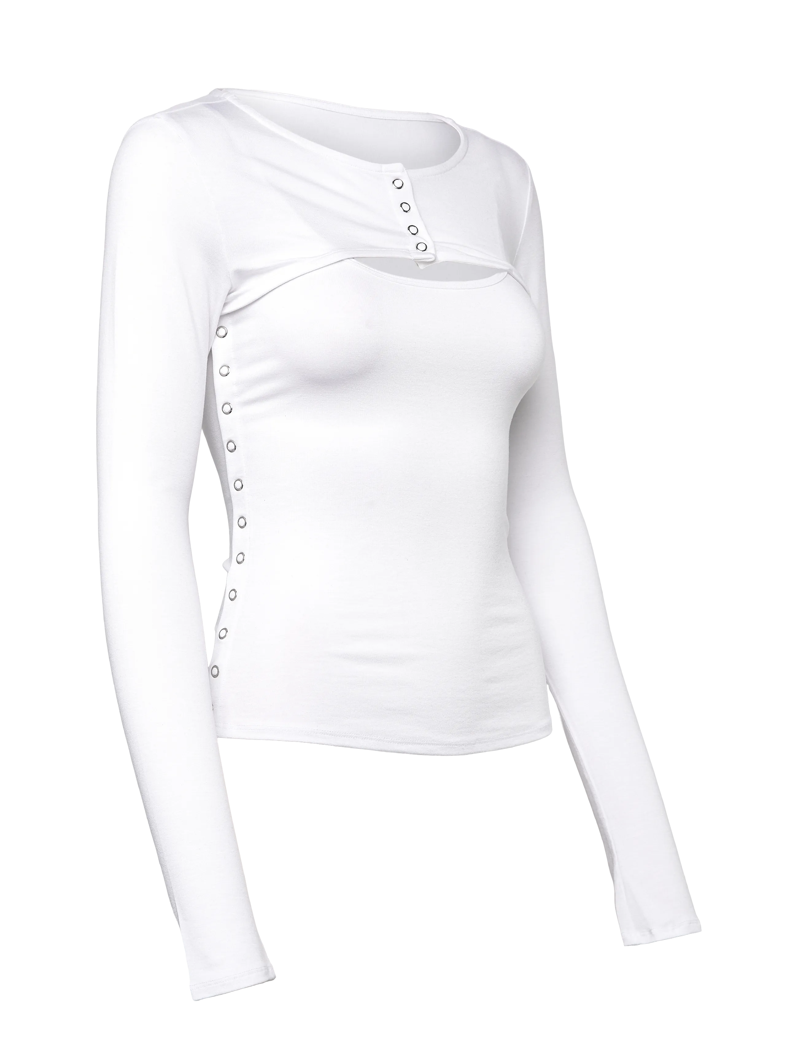 Weekday Layered Two-Piece Bolero Singlet - Langärmlige Tops - WHITE / white