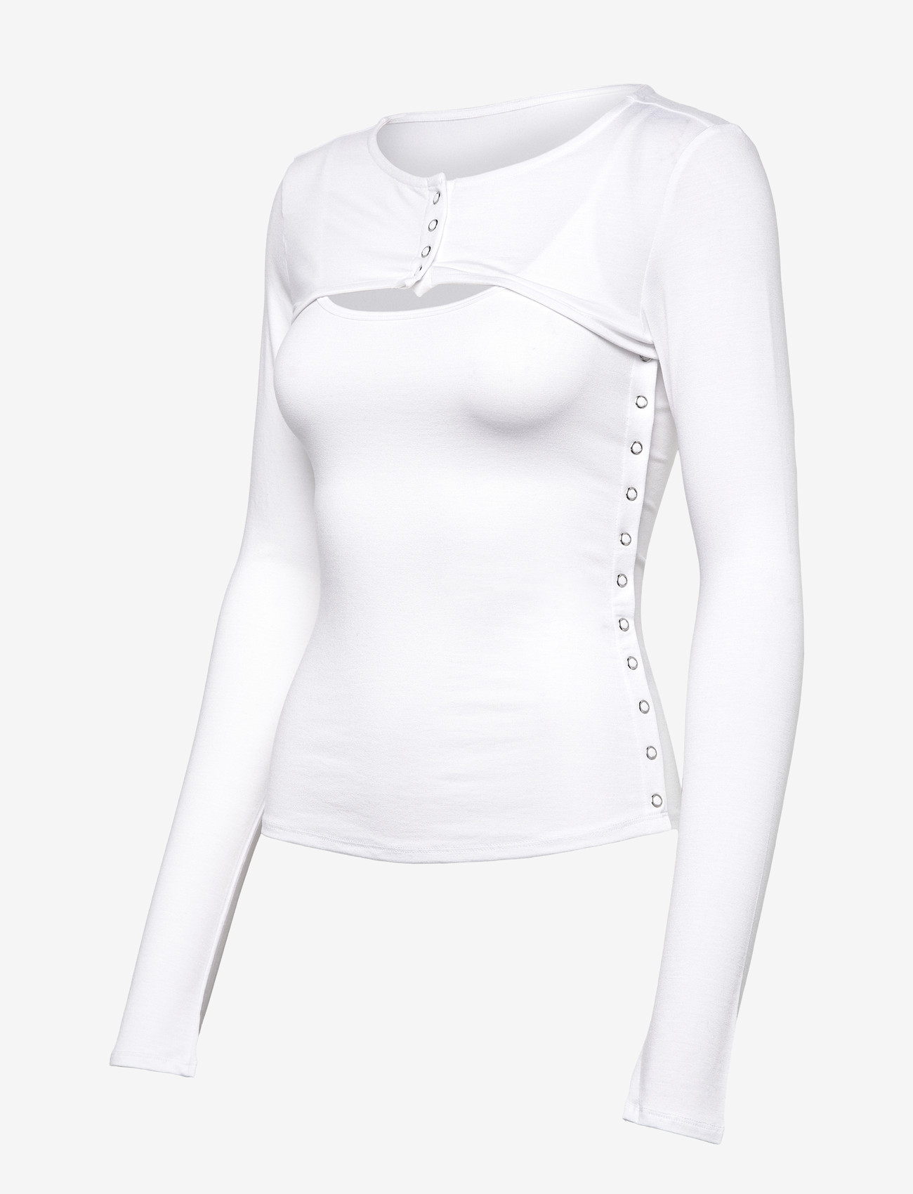 Weekday - Layered Two-Piece Bolero Singlet - langærmede toppe - white - 3