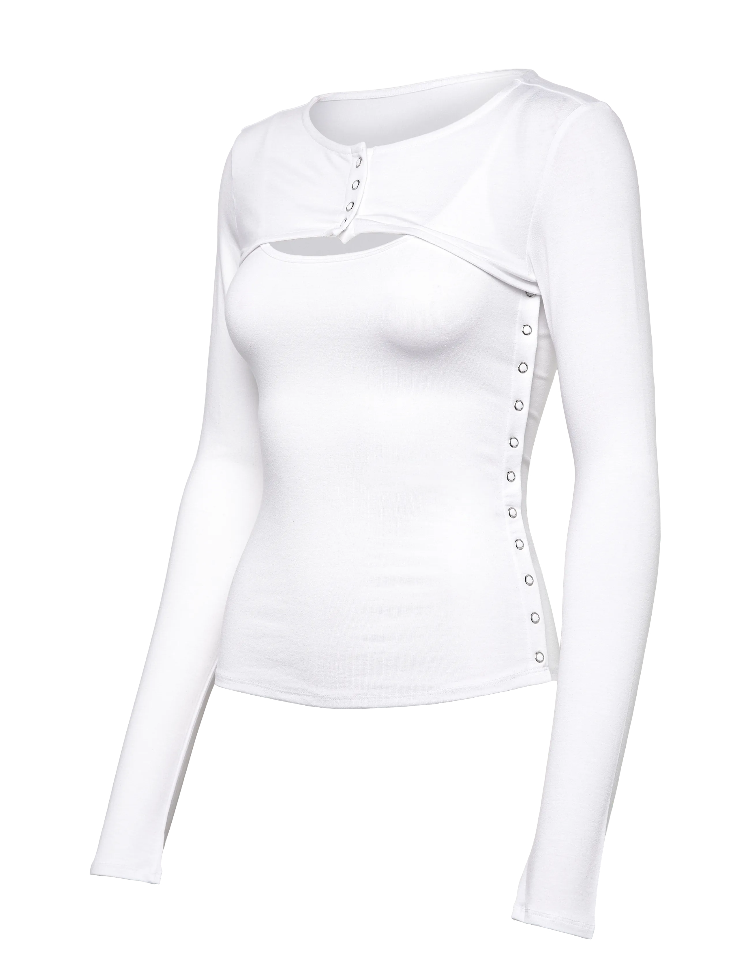 Weekday - Layered Two-Piece Bolero Singlet - langärmlige tops - white - 3