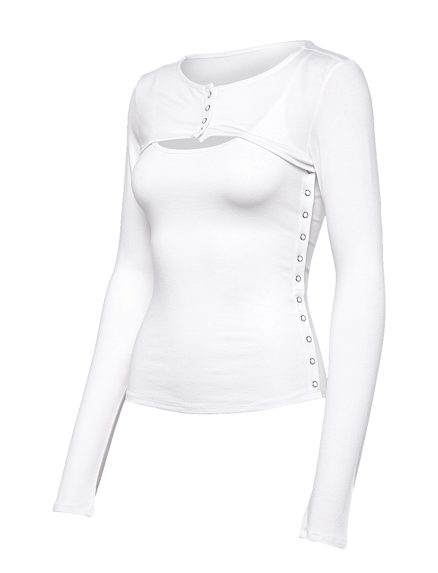 Weekday - Layered Two-Piece Bolero Singlet - långärmade toppar - white - 3