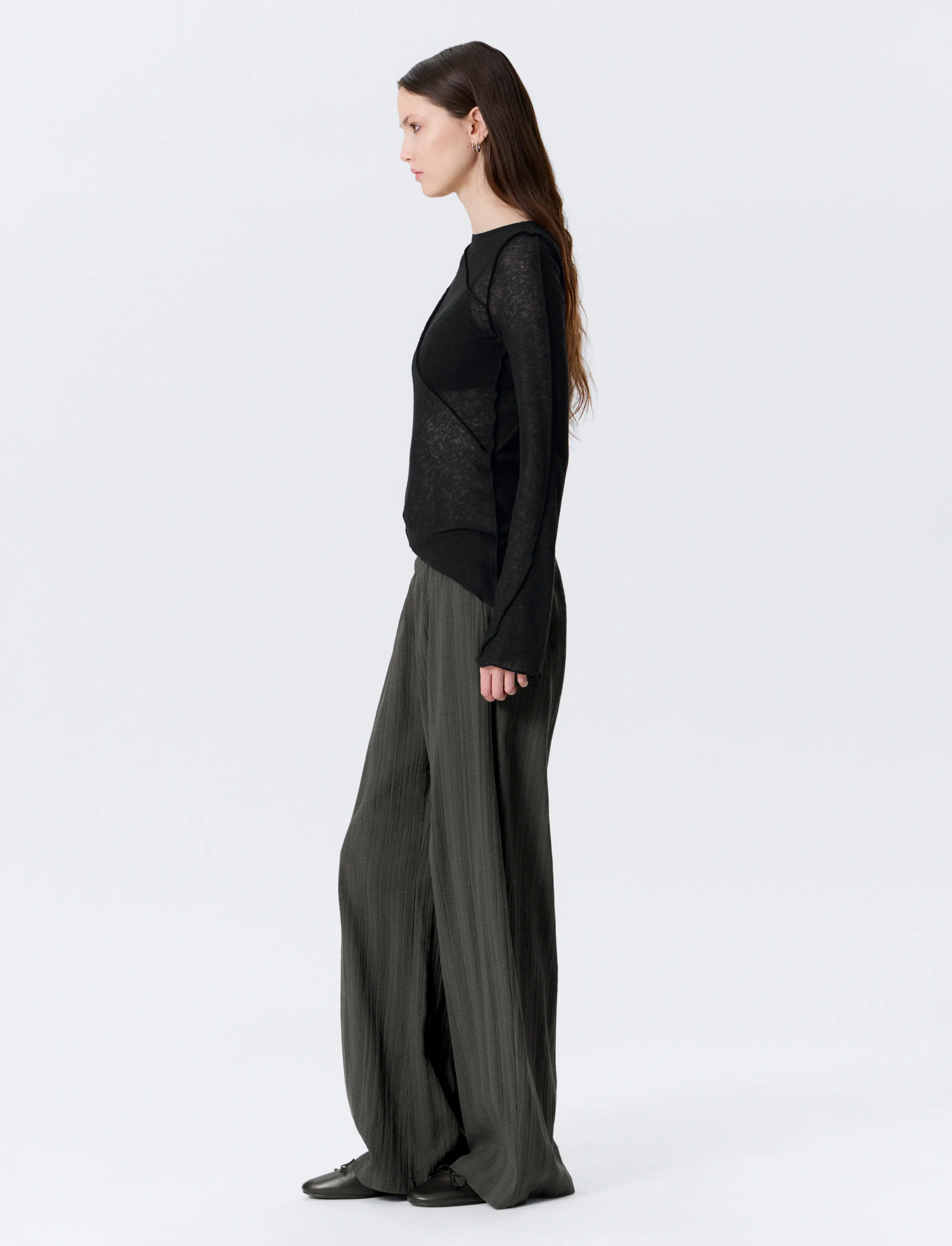 Weekday - Pull On Cotton Trousers - vida byxor - grey dark structured - 4