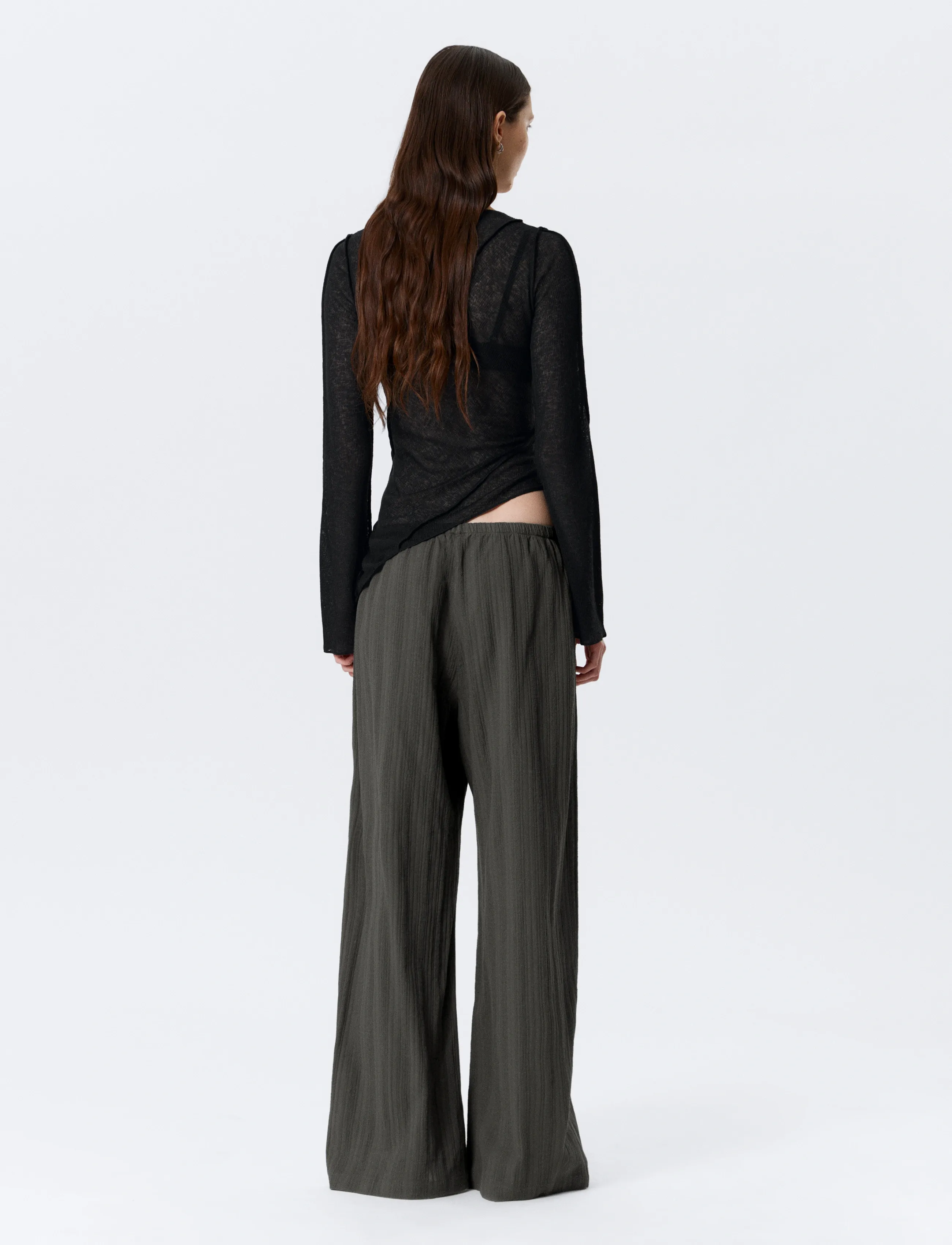 Weekday - Pull On Cotton Trousers - vida byxor - grey dark structured - 5