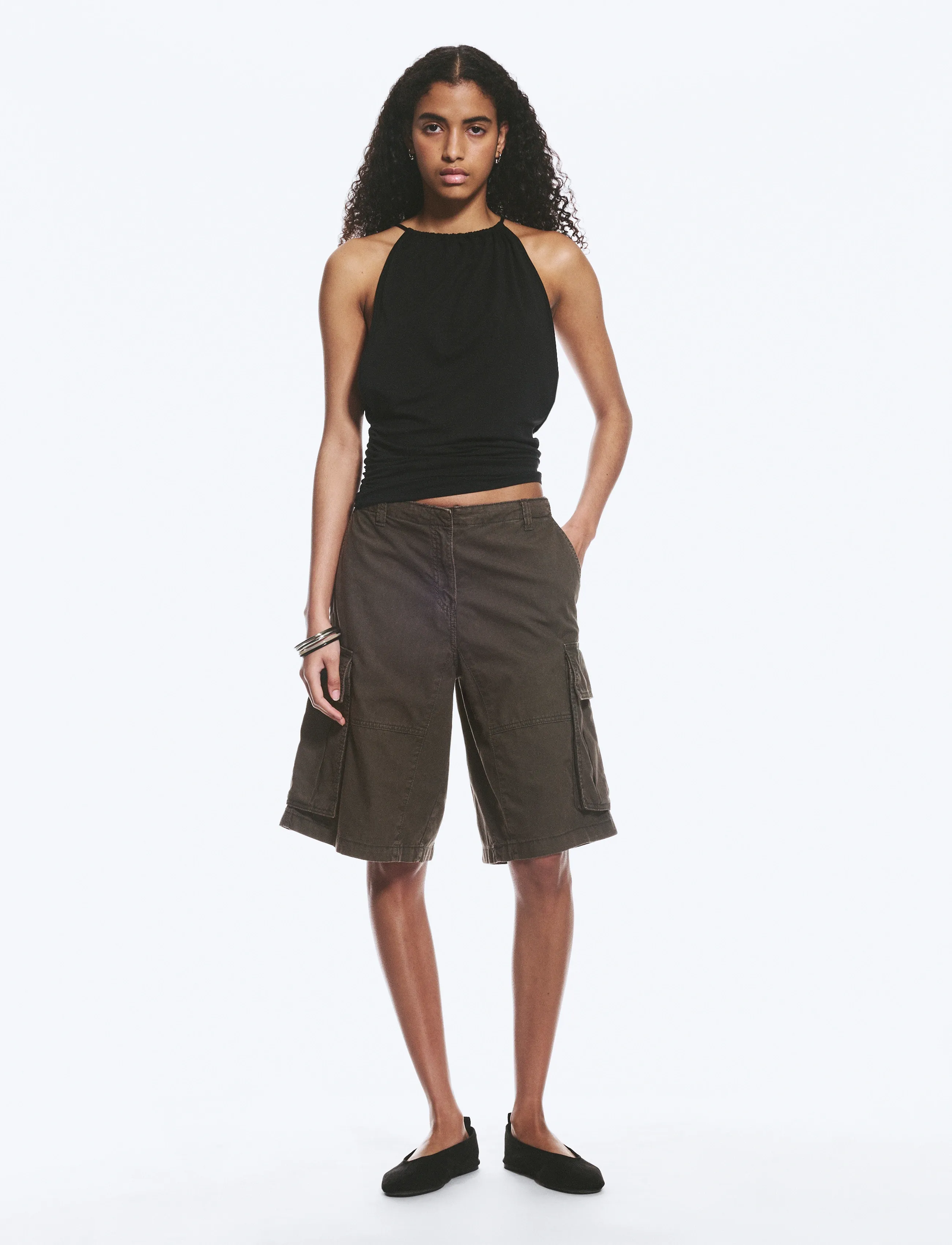 Weekday Loose Low Rise Cargo Shorts, Kvinder, Løse Lavtaljede Cargo Shorts, Grå, Str: 38