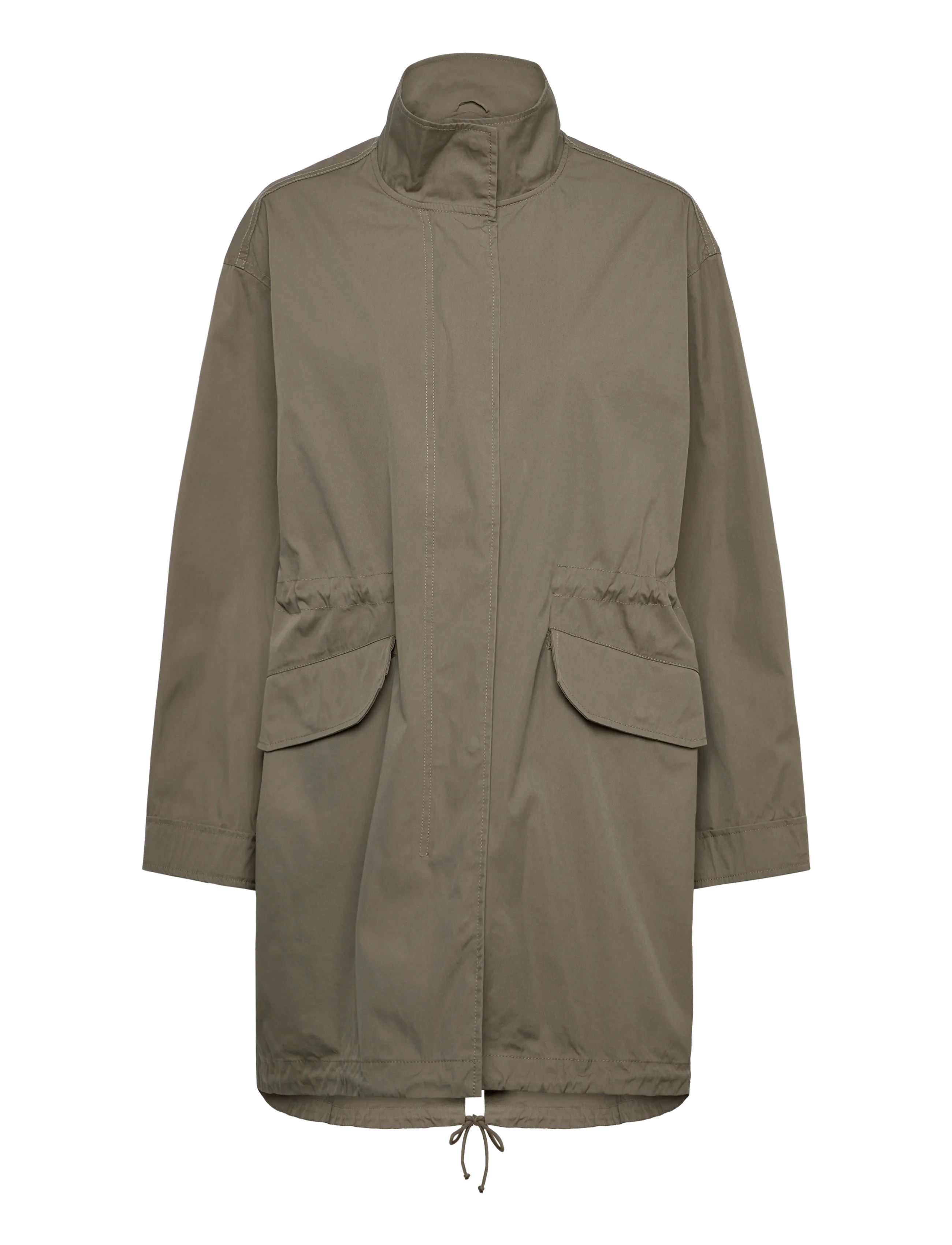 Weekday Oversized Funnel-Neck Canvas Parka, Kvinder, Oversized Tragthals Canvas Parka, Kakigrøn, Str: XL