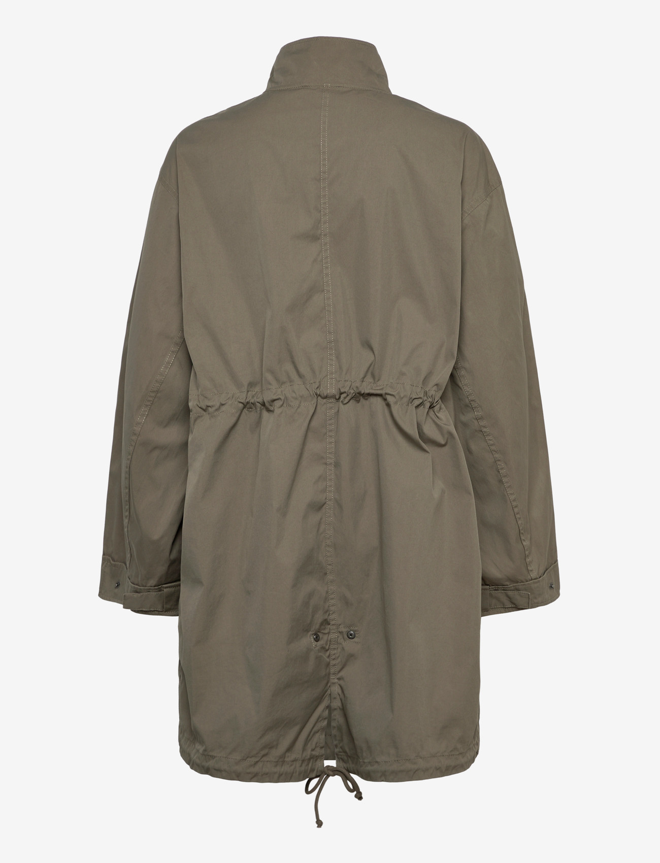 Weekday - Oversized Funnel-Neck Canvas Parka - parka coats - washed khaki green - 1