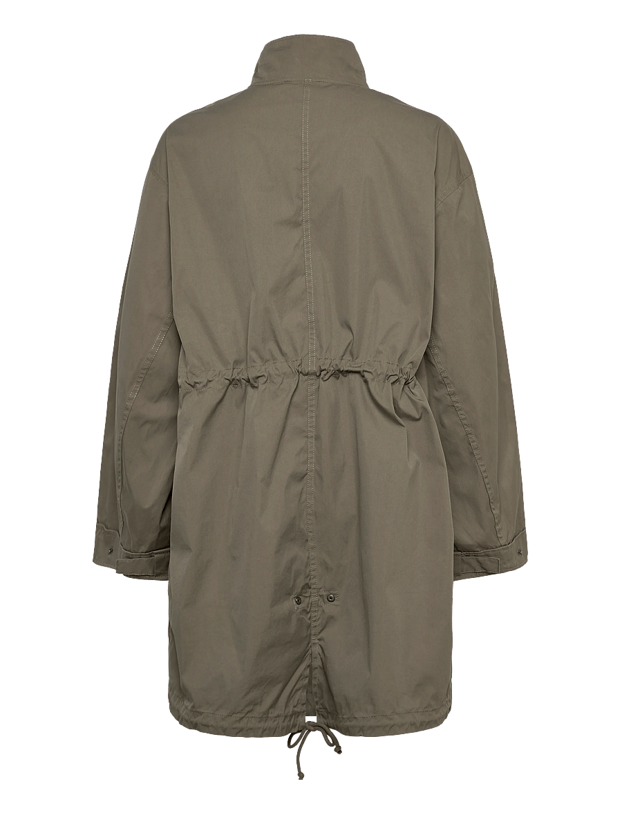 Weekday - Oversized Funnel-Neck Canvas Parka - parkad - washed khaki green - 1