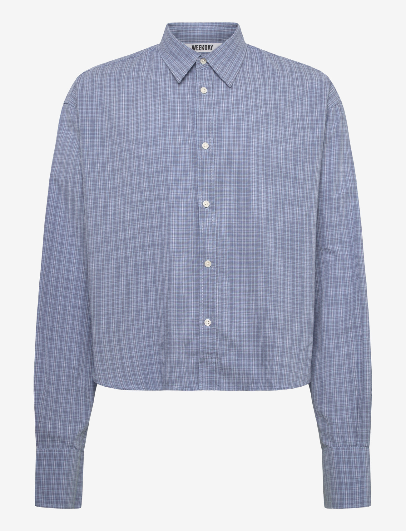 Weekday - Loose Cotton Shirt - ternede skjorter - blue check - 0