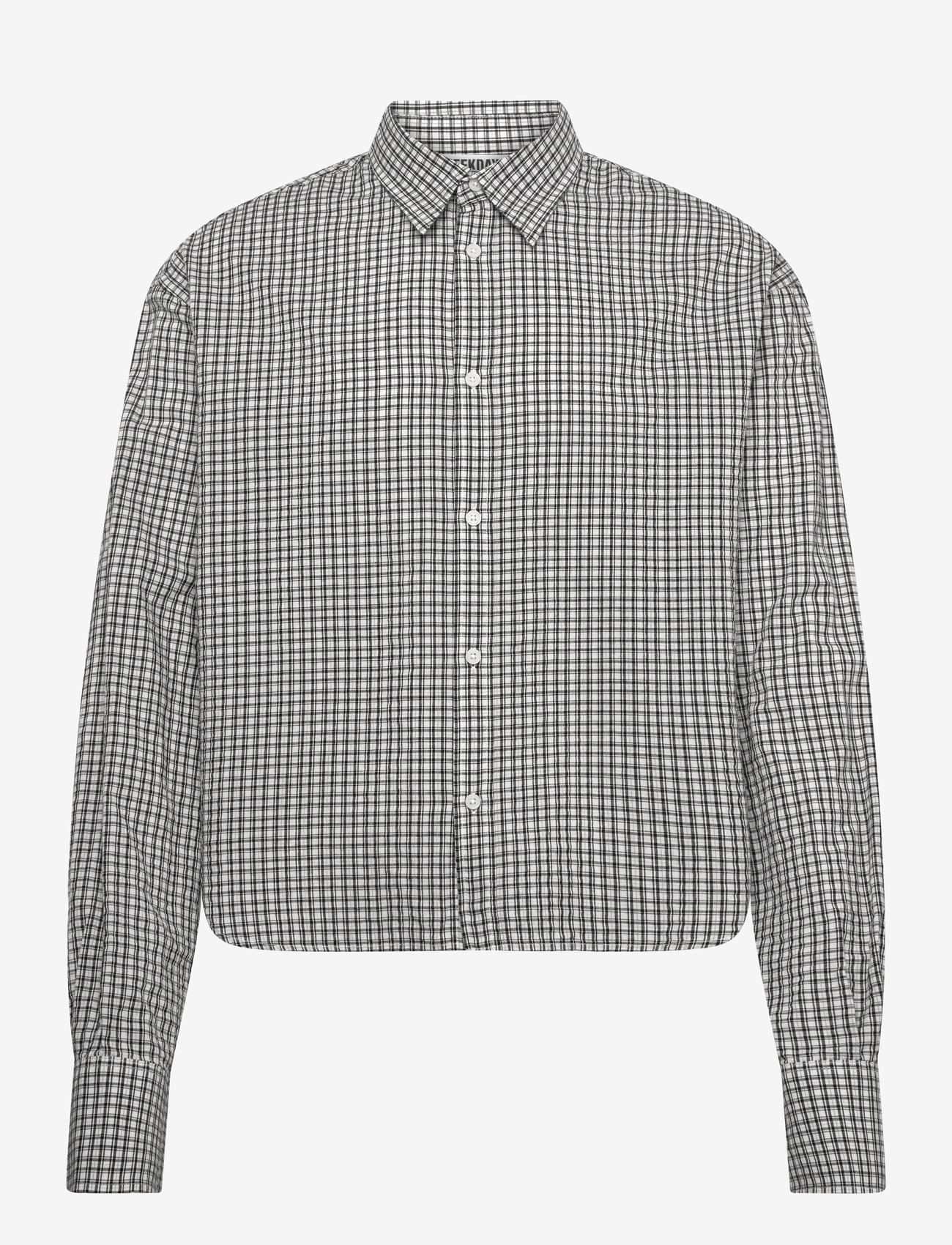 Weekday - Loose Cotton Shirt - ternede skjorter - white check - 0