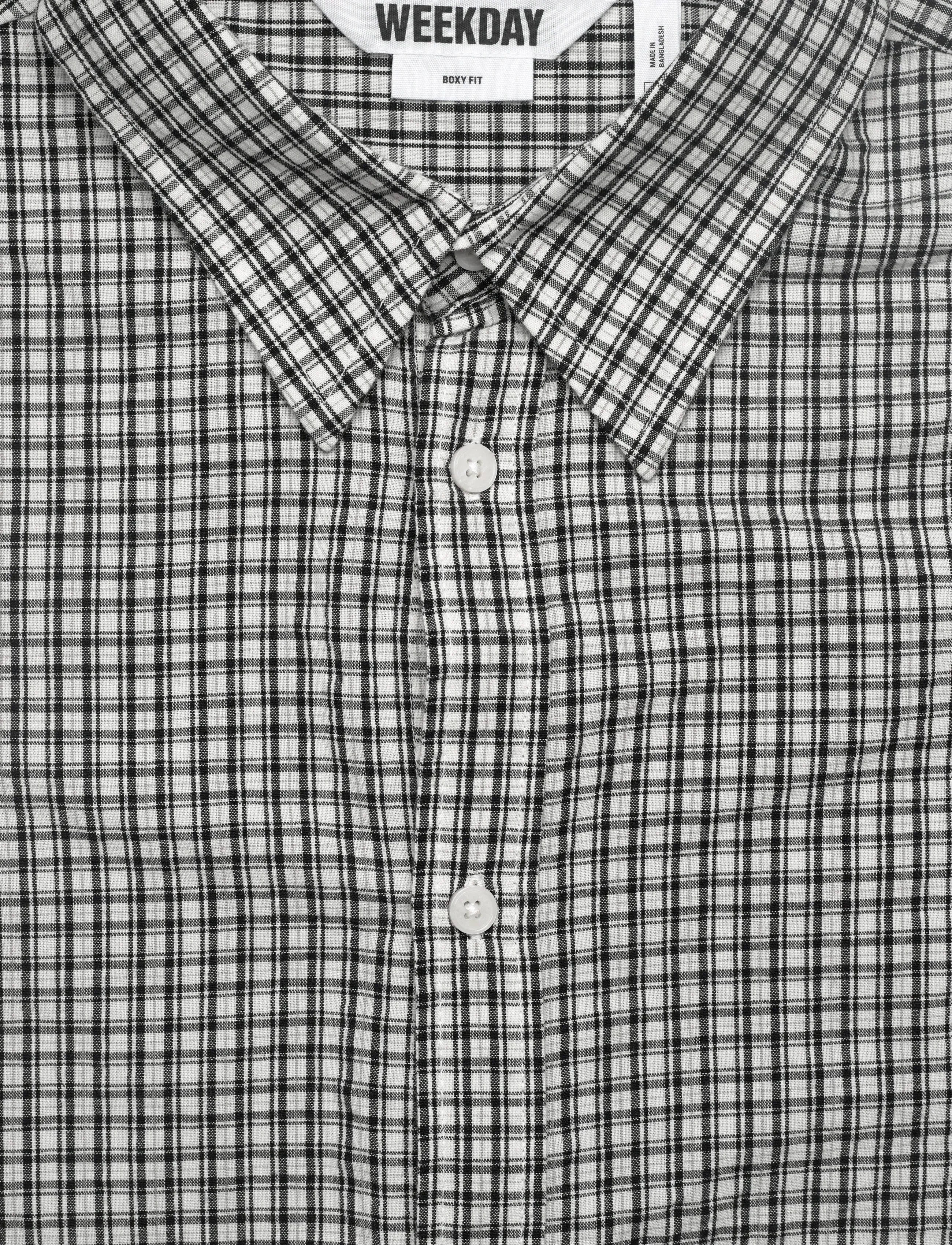 Weekday - Loose Cotton Shirt - rutiga skjortor - white check - 2