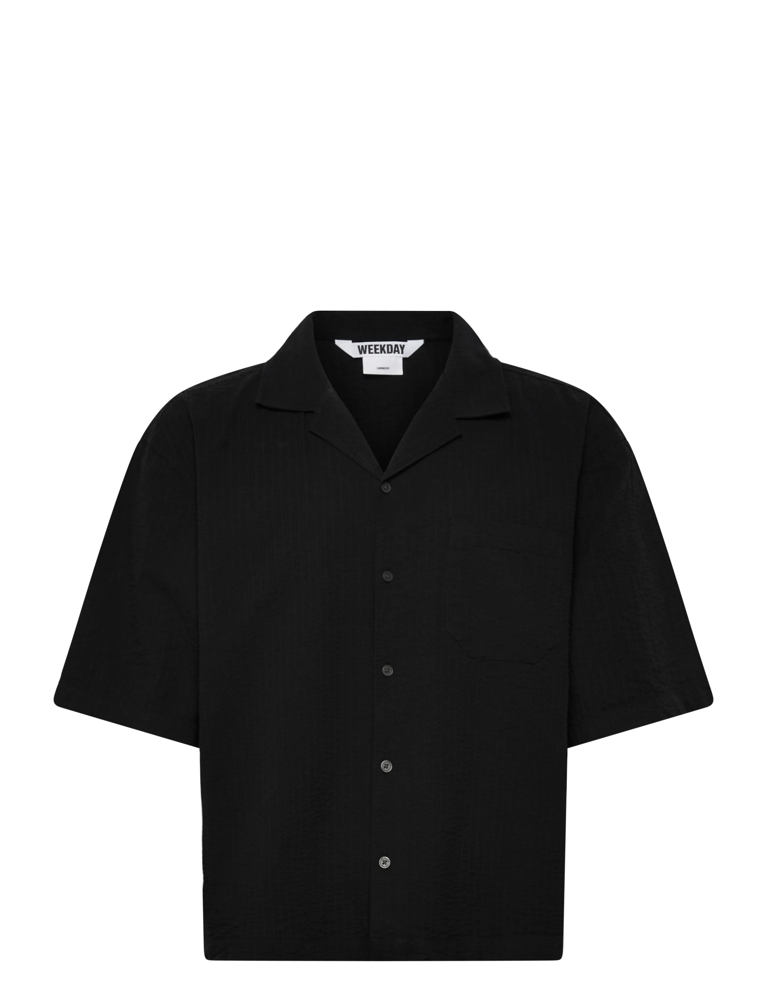 Weekday Oversized Resort Short-Sleeve Shirt, Mænd, Oversized Resort Kortærmet Skjorte, Sort, Str: XL