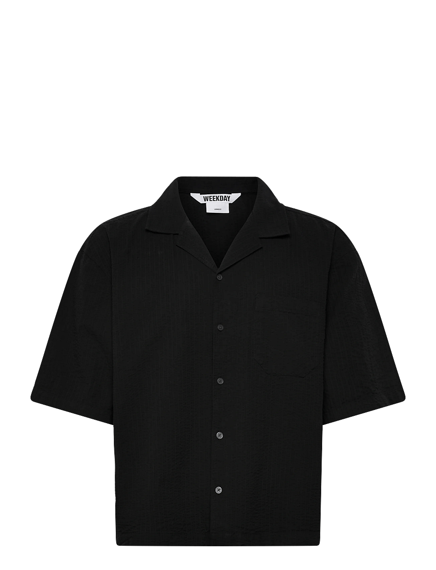 Weekday - Oversized Resort Short-Sleeve Shirt - lühikeste varrukatega särgid - black - 0
